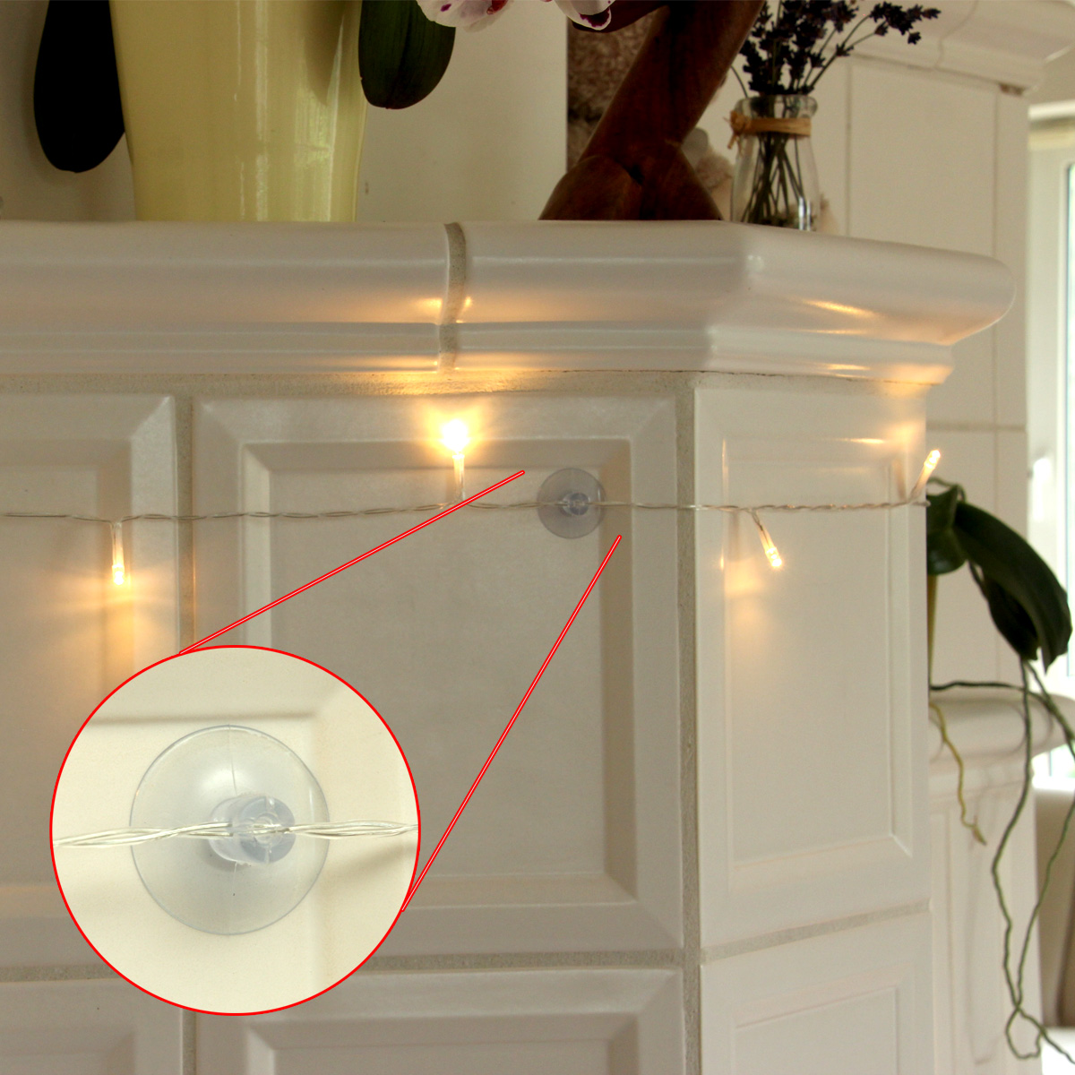 Lichterketten Saugnapf mit Kabelschlitz - 20mm - 10er Set - ideal für Fenster, Möbeln und Fliesen Lichterketten Saugnapf mit Kabelschlitz - 20mm - 10er Set - ideal für Fenster, Möbeln und Fliesen