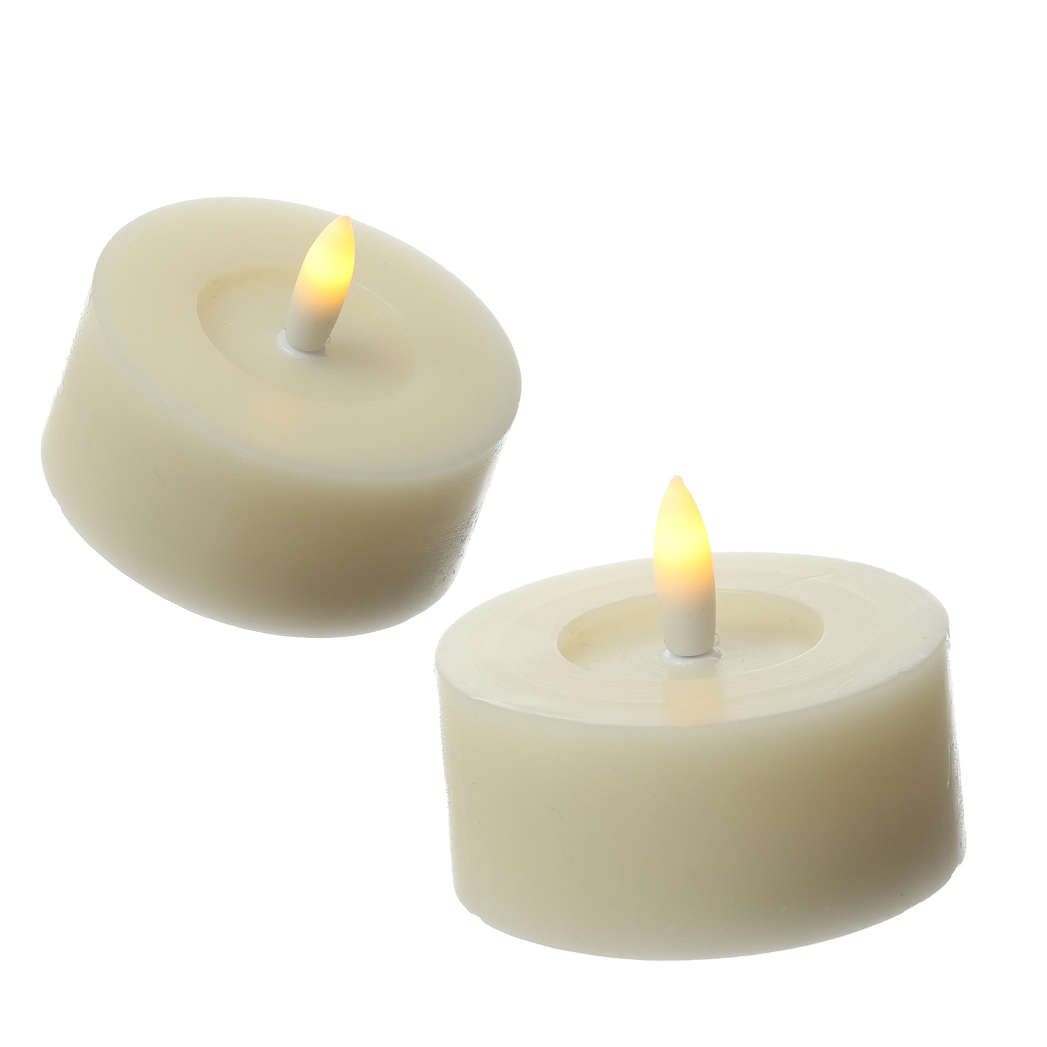 LED Maxi Teelichter LINA - Rustik-Optik - Echtwachs - Timer - D: 7cm - H: 6cm - creme - 2 Stück