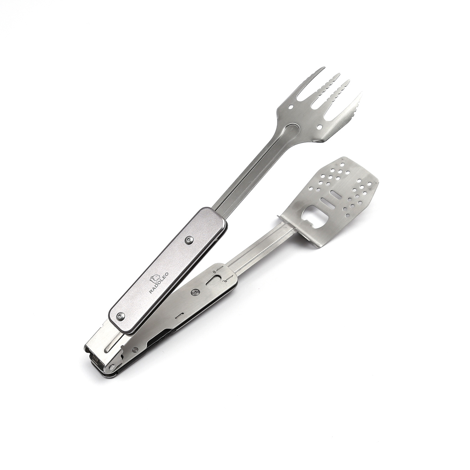 RADOLEO® Grill-Multi-Tool GENIUS POCKET Grillbesteck | Zange, Wender, Messer, Gabel, Öffner, Zieher