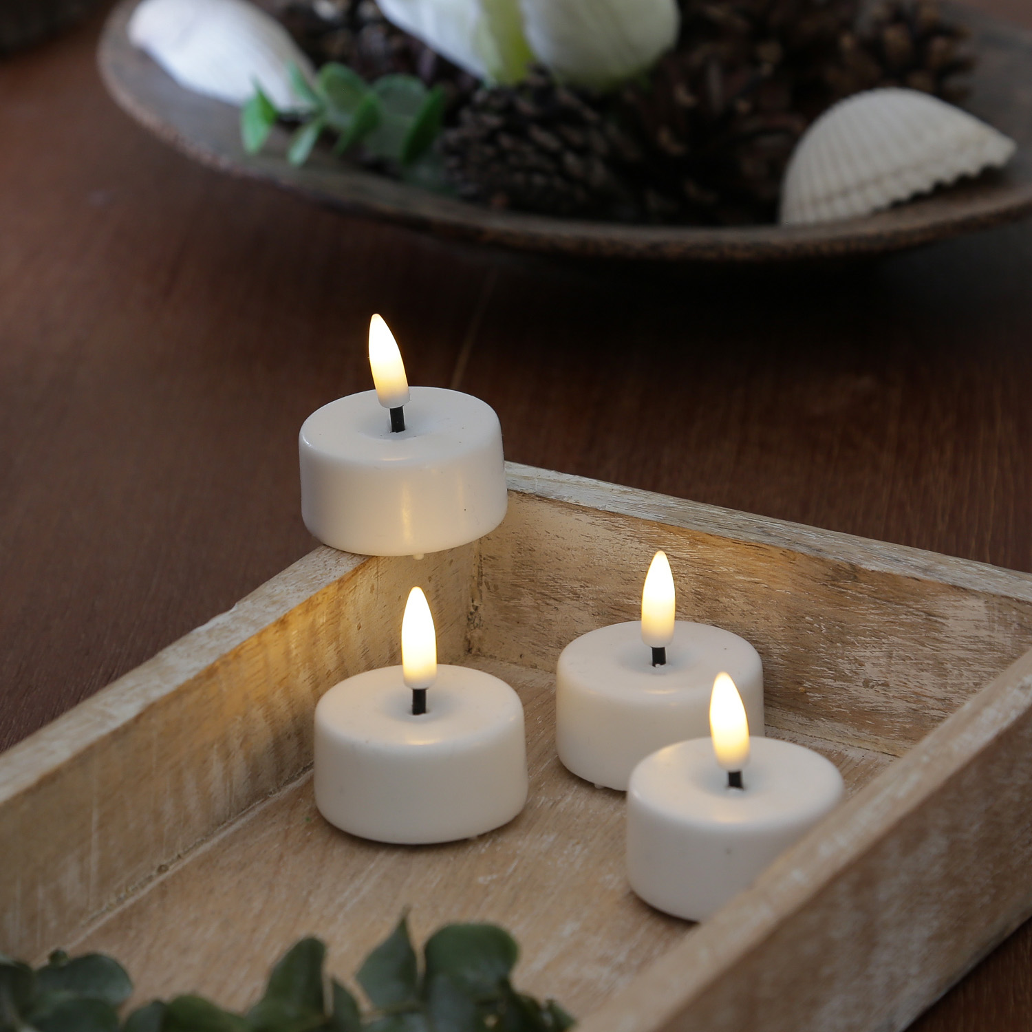 LED Teelichter MIA - realistische 3D Flamme - D: 3,5cm - inkl. Batterien - weiß - 4 Stück LED Teelichter MIA - realistische 3D Flamme - D: 3,5cm - inkl. Batterien - weiß - 4 Stück