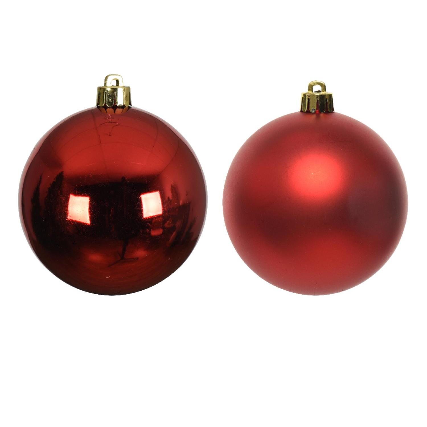 Christbaumkugeln - Weihnachtbaumskugeln - bruchfest - D: 6cm - glänzend/matt  - rot - 12er Set