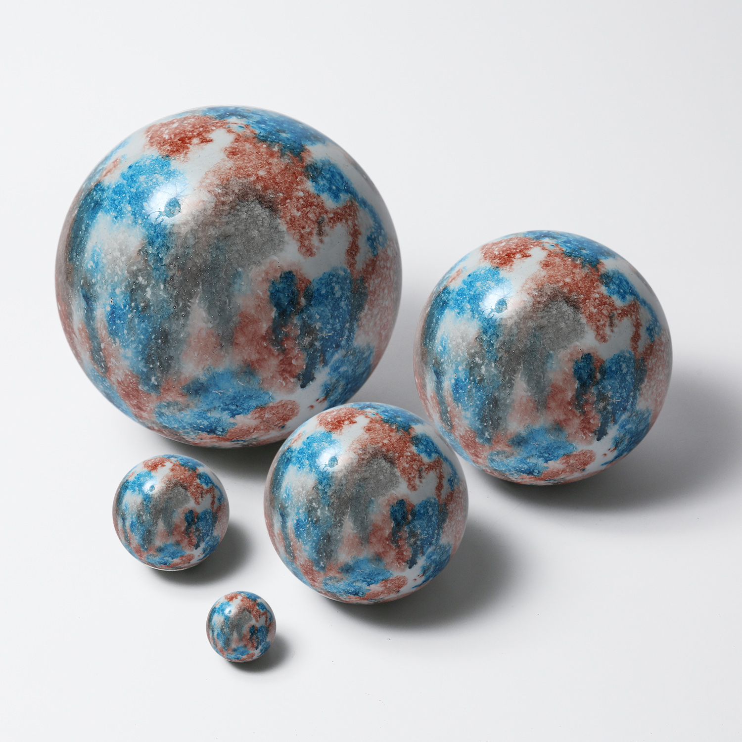 Dekokugel - Edelstahl - Marmoroptik - D: 20cm - grau, blau, rot Dekokugel - Edelstahl - Marmoroptik - D: 20cm - grau, blau, rot