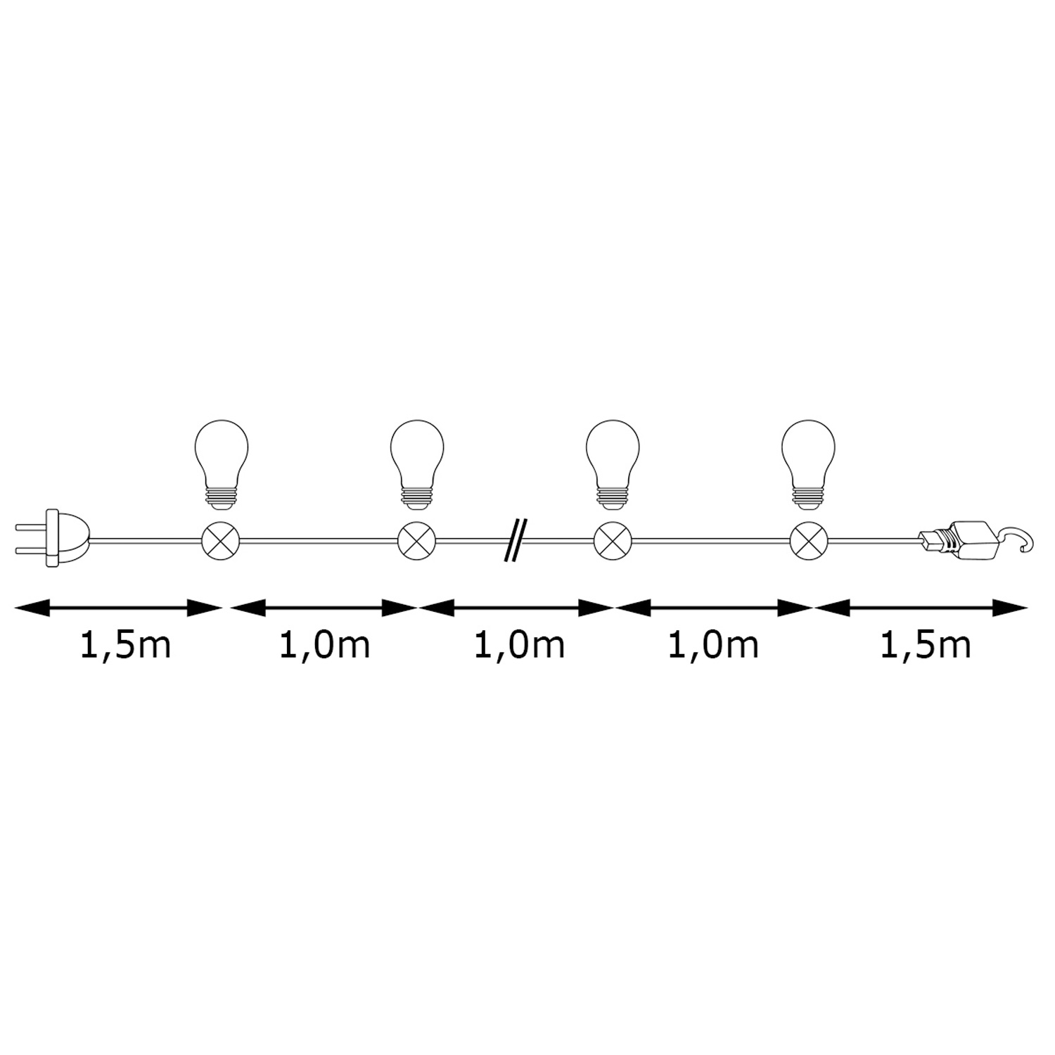ILLU-Lichterkette 30m - 30xE27 | IP44 | ohne Leuchtmittel | SATISFIRE ILLU-Lichterkette 30m - 30xE27 | IP44 | ohne Leuchtmittel | SATISFIRE
