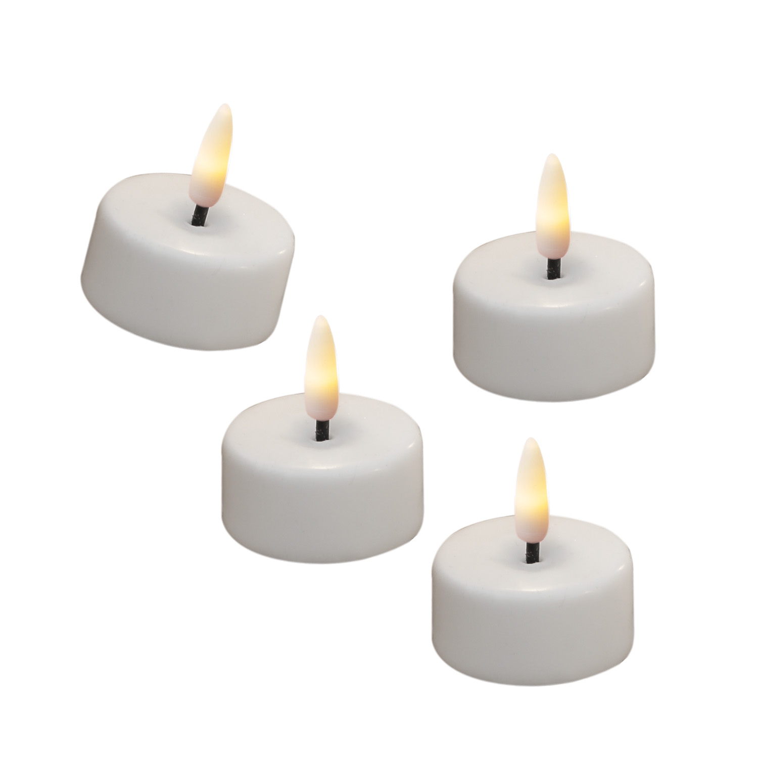 LED Teelichter MIA - realistische 3D Flamme - D: 3,5cm - inkl. Batterien - weiß - 4 Stück LED Teelichter MIA - realistische 3D Flamme - D: 3,5cm - inkl. Batterien - weiß - 4 Stück