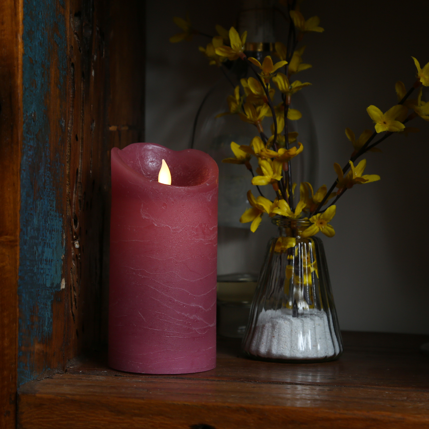 LED Kerze M-TWINKLE - Rustik-Optik - Echtwachs - bewegte Flamme - H: 15cm - Timer - altrosa LED Kerze M-TWINKLE - Rustik-Optik - Echtwachs - bewegte Flamme - H: 15cm - Timer - altrosa