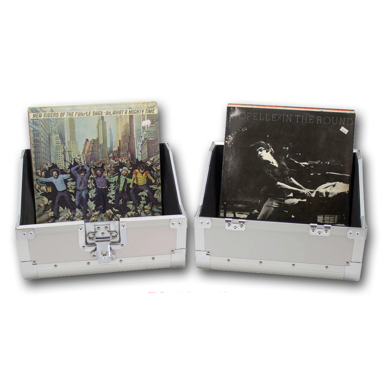 LP Plattencase PRO silber 50:50 Split, 80LPs | DJ Plattenkoffer für 80 Schallplatten