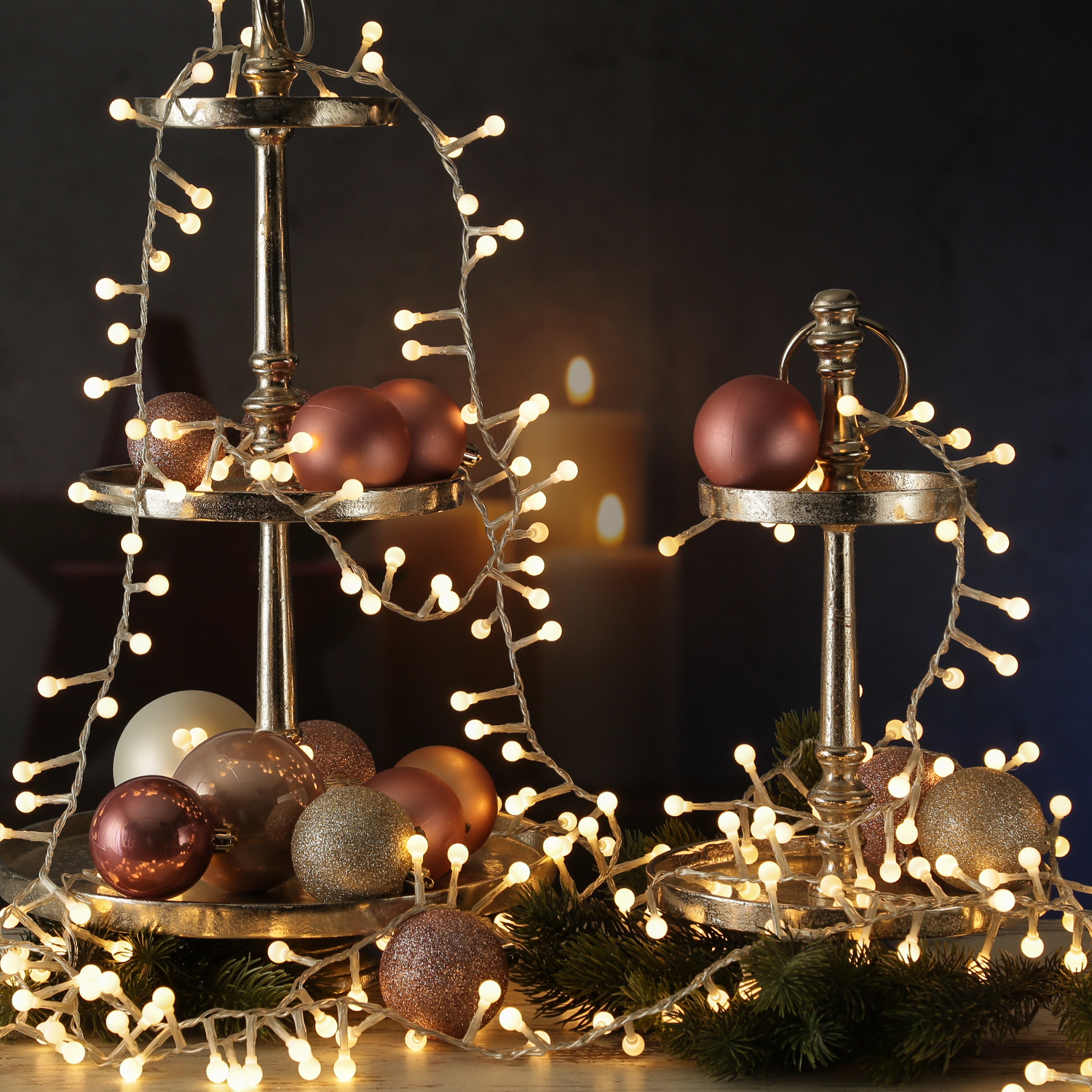 LED Lichterkette BERRY TWINKLE - 500 weiße Mini Kugeln - 8 Funktionen - Timer - L: 11m LED Lichterkette BERRY TWINKLE - 500 weiße Mini Kugeln - 8 Funktionen - Timer - L: 11m