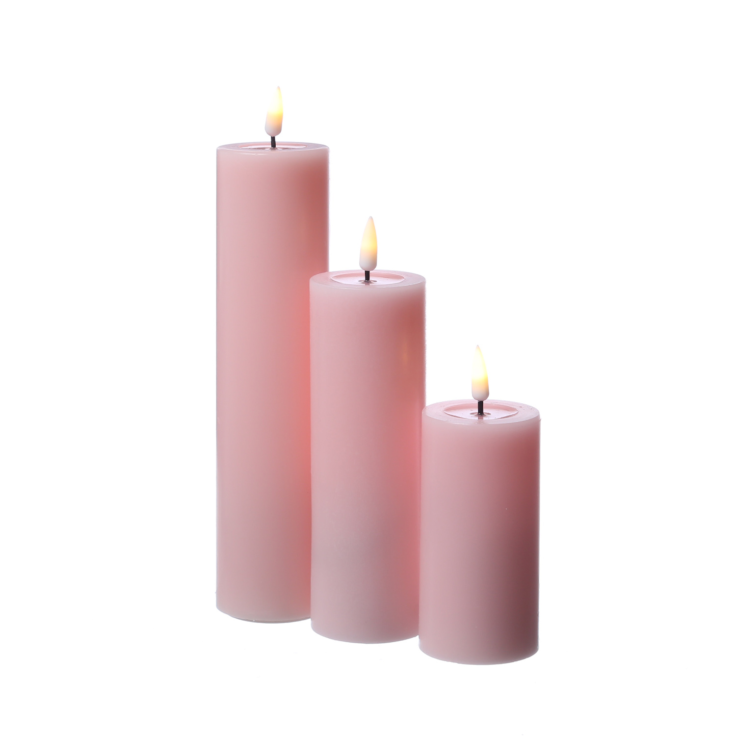 LED Stumpenkerze MIA - Echtwachs - realistische 3D Flamme - H: 15cm D: 5cm - Batterie - rosa LED Stumpenkerze MIA - Echtwachs - realistische 3D Flamme - H: 15cm D: 5cm - Batterie - rosa