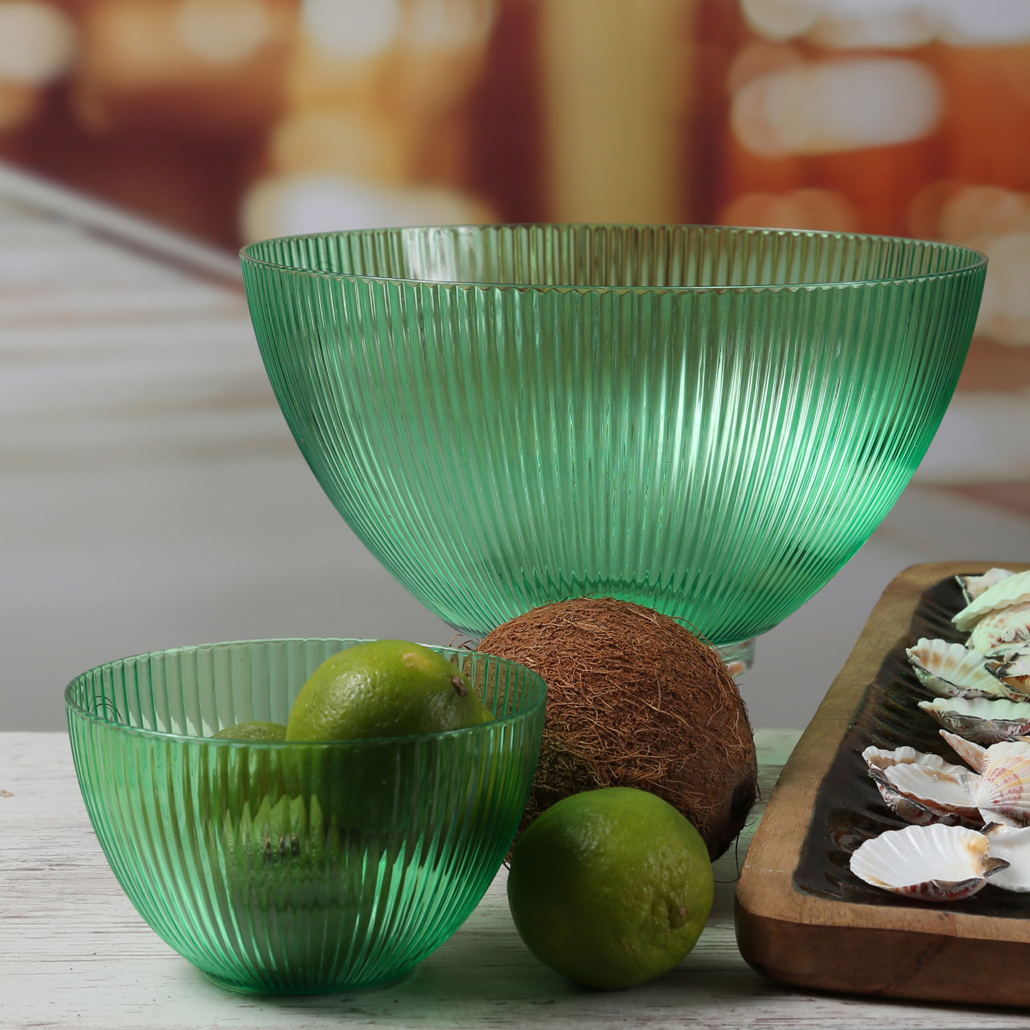 Schüssel - Salatschüssel - lebensmittelecht - Kunststoff - D: 25,5cm - 3,7l - mit Rillen - grün