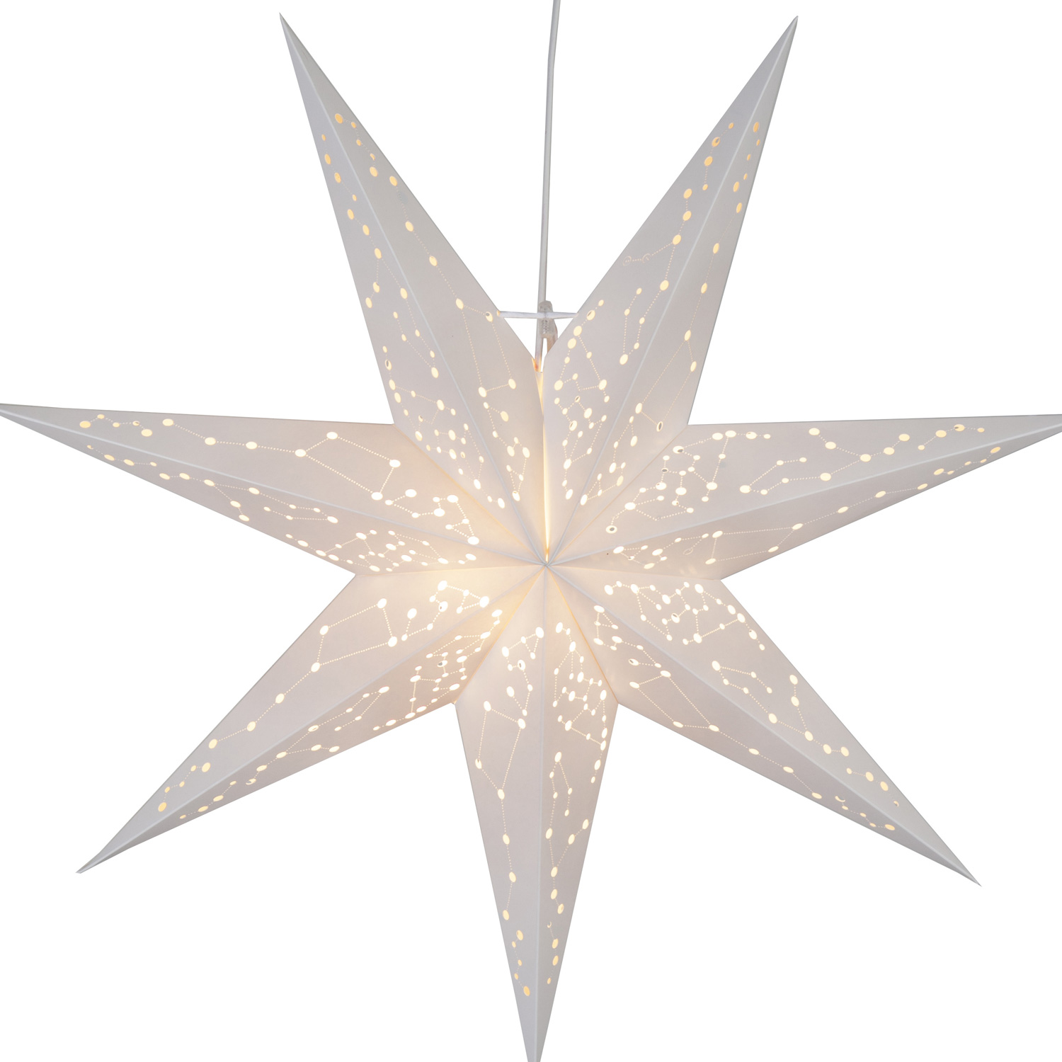 Papierstern "Galaxy" - mit Sternenbildern - hängend - 7-zackig - Ø 60 cm - inkl. Kabel - weiß Papierstern "Galaxy" - mit Sternenbildern - hängend - 7-zackig - Ø 60 cm - inkl. Kabel - weiß