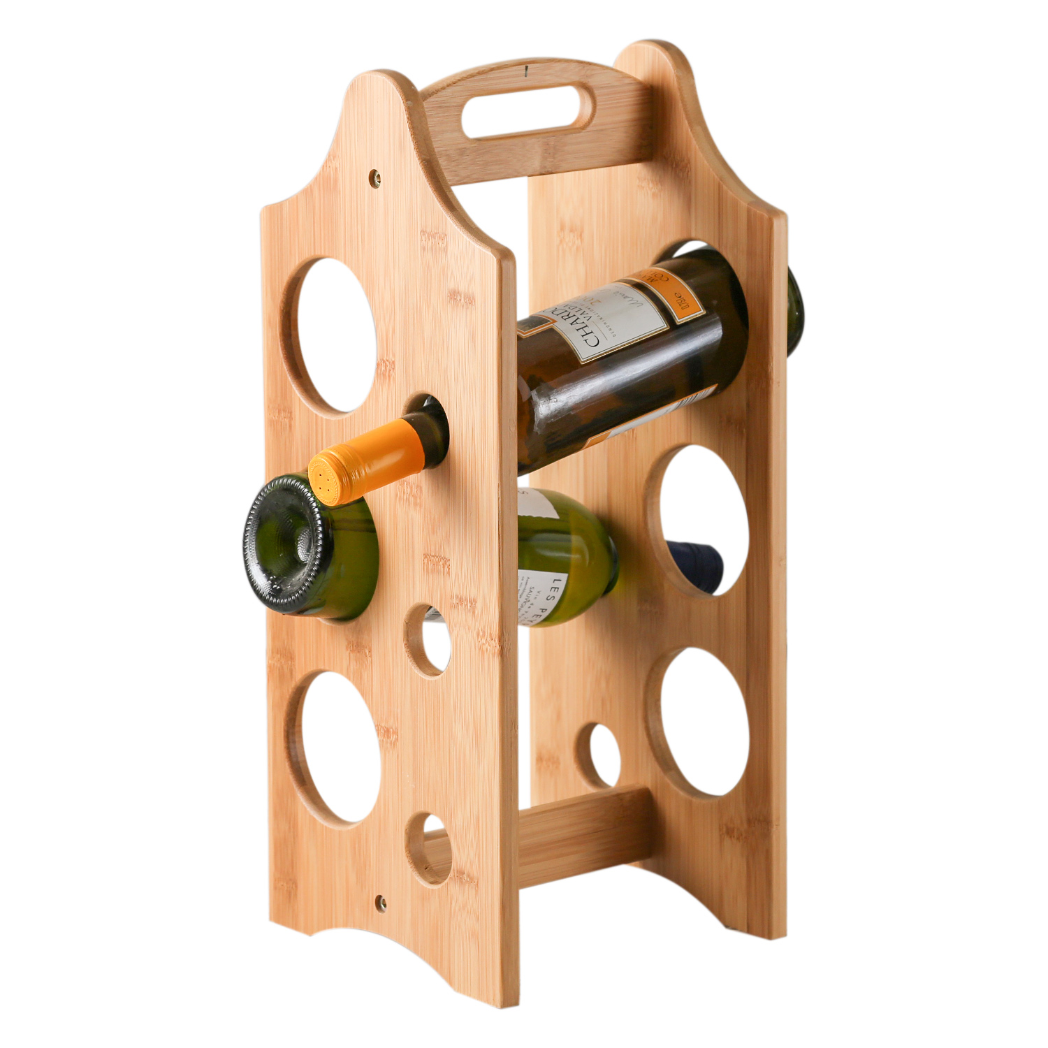 Weinregal aus Holz für 6 Flaschen - Holzregal für Weinflaschen - Flaschenregal - H: 47cm