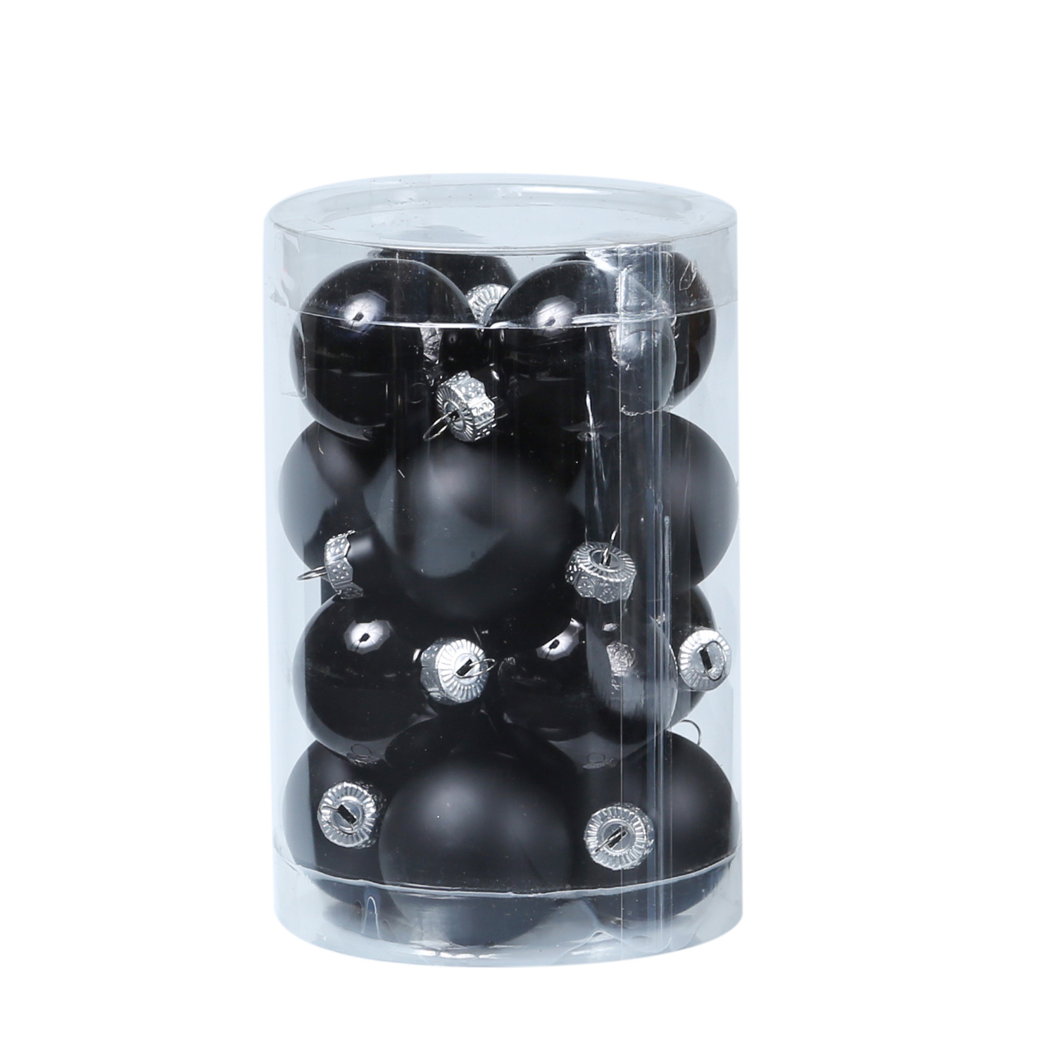 Christbaumkugel - Weihnachtsbaumkugel - Glas - D: 3,5cm - glänzend und matt - schwarz - 16er Set Christbaumkugel - Weihnachtsbaumkugel - Glas - D: 3,5cm - glänzend und matt - schwarz - 16er Set