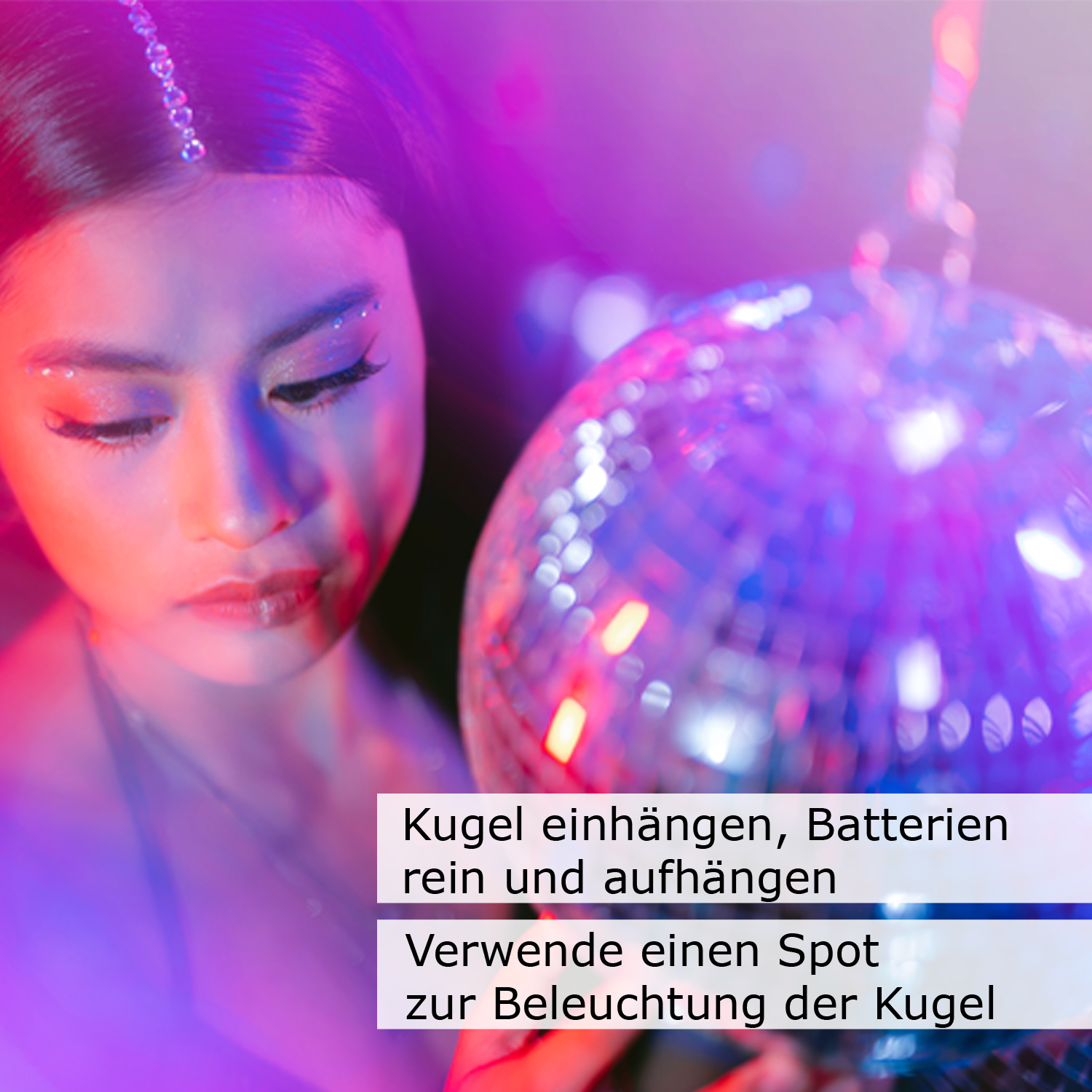 Spiegelkugel Set - 20cm Discokugel mit Batteriemotor - Discokugel Party Set