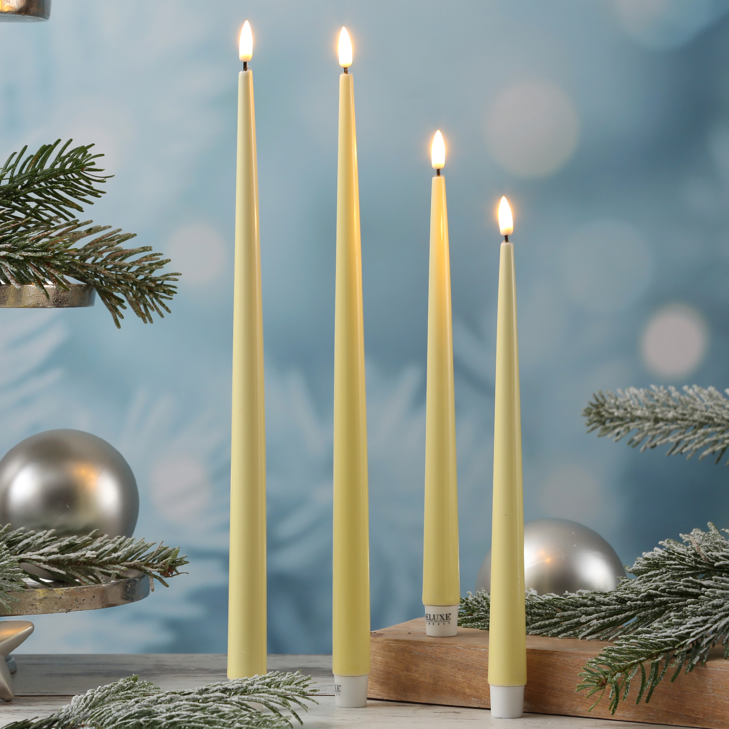 LED Stabkerzen ELLA - Echtwachs - realistische 3D Flamme - H: 38cm - gelb - 2 Stück LED Stabkerzen ELLA - Echtwachs - realistische 3D Flamme - H: 38cm - gelb - 2 Stück