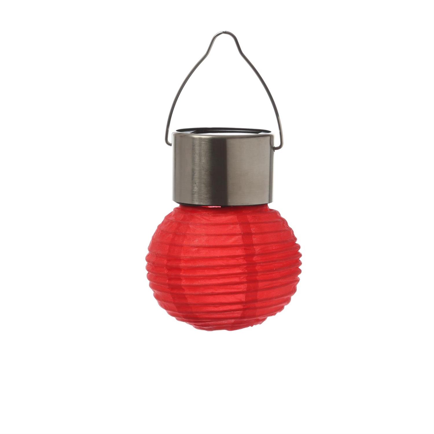 LED Solar Mini Lampion - kaltweisse LED - H- 9-5cm - D- 7cm - Lichtsensor - rot