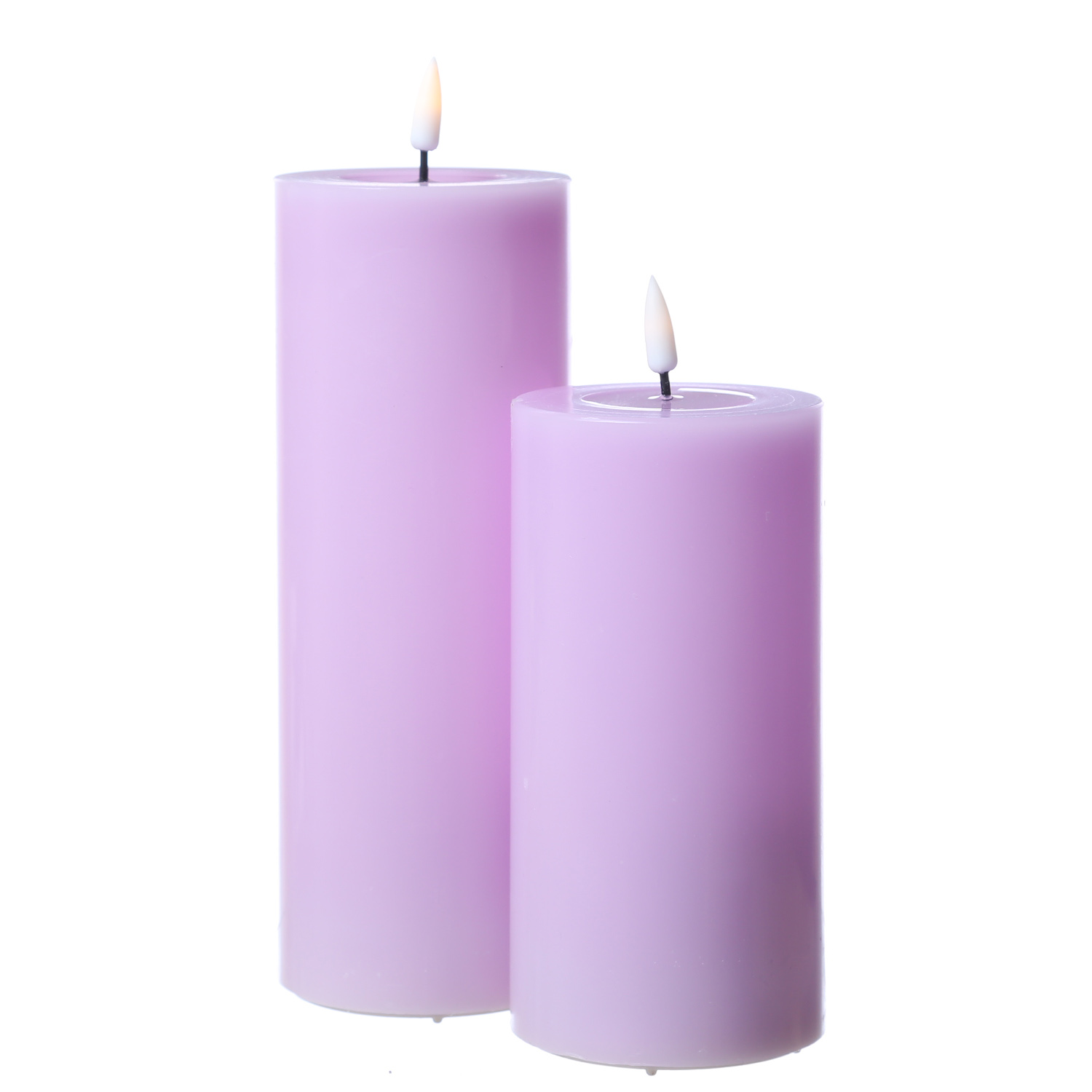 LED Stumpenkerze MIA - Echtwachs - realistische 3D Flamme - H: 15cm - D: 7,5cm - lavendel LED Stumpenkerze MIA - Echtwachs - realistische 3D Flamme - H: 15cm - D: 7,5cm - lavendel