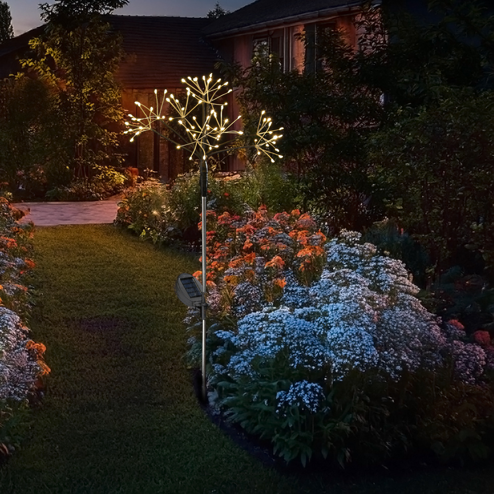 LED Solarstab Feuerwerk - Gartendeko - 80 warmweiße LED - H: 80cm - Lichtsensor - 8 Modi - schwarz LED Solarstab Feuerwerk - Gartendeko - 80 warmweiße LED - H: 80cm - Lichtsensor - 8 Modi - schwarz