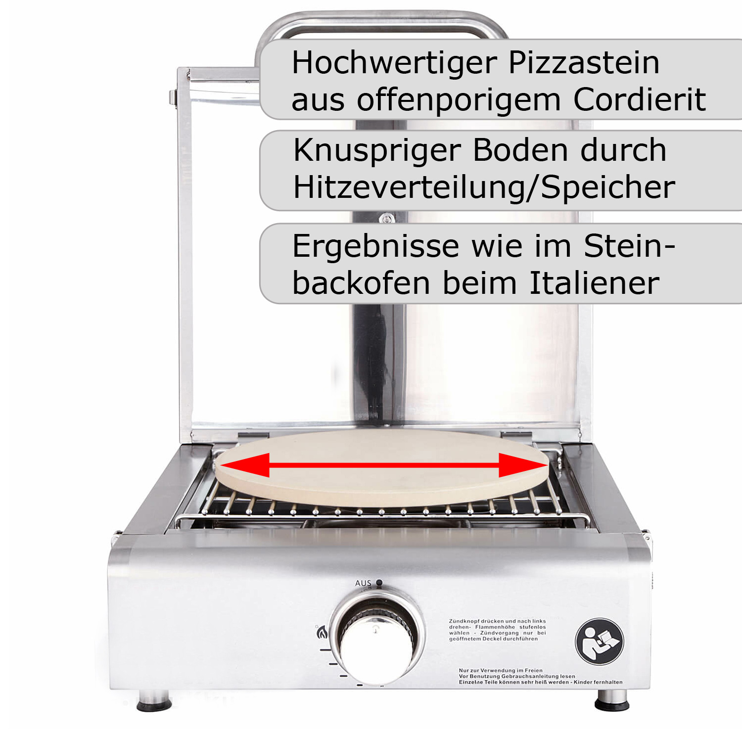 Pizzaofen Gas KULT - umbaubar als Grill - 3,8kW - Volledelstahl