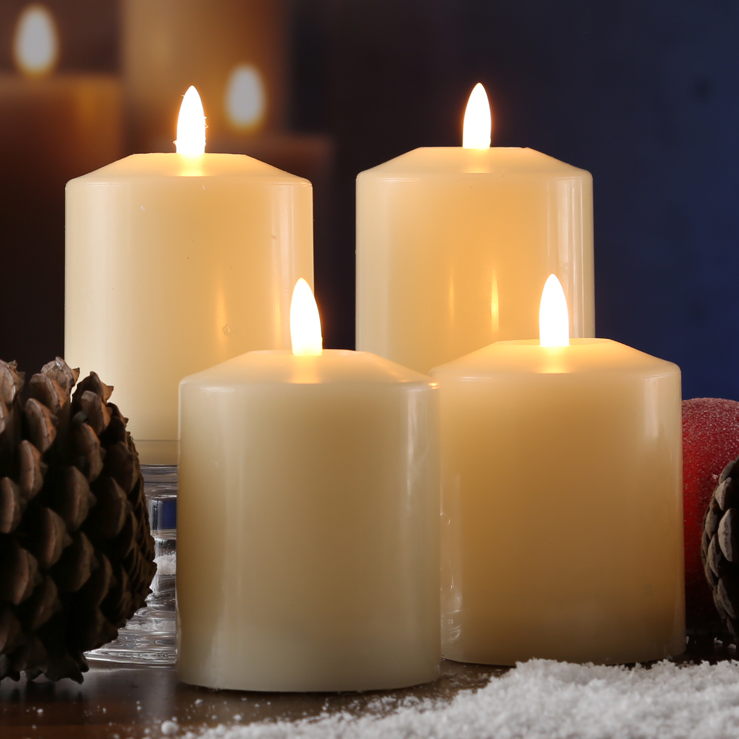 LED Kerzenset - Echtwachs - flackernde 3D Flamme - H: 11,5cm - Fernbedienung - creme - 4er Set LED Kerzenset - Echtwachs - flackernde 3D Flamme - H: 11,5cm - Fernbedienung - creme - 4er Set