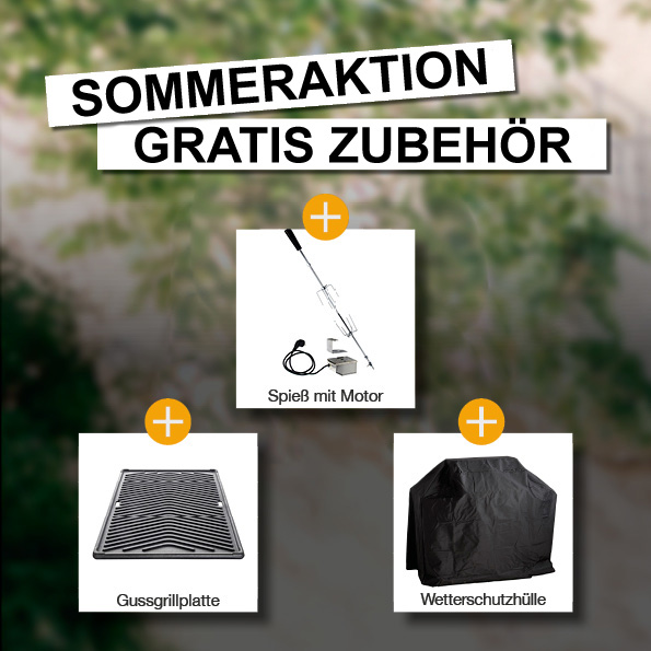 CHEF Paket S1 schwarz 2 Brenner Backburner Seitenkocher GRATISCover- Grillplatte- Spieß