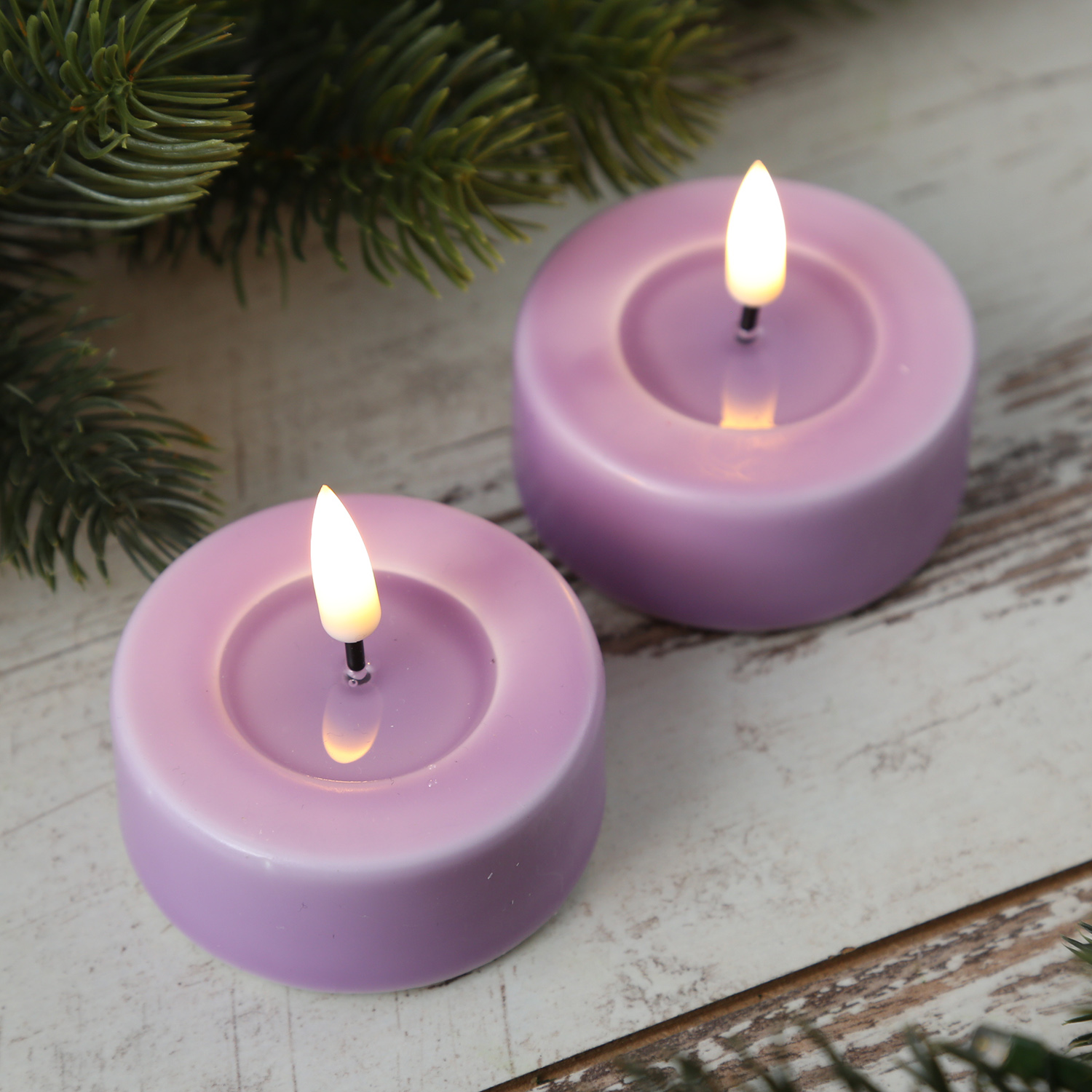 LED Teelichter MIA - realistische 3D Flamme - D: 6,1cm - Batteriebetrieb - lavendel - 2 Stück LED Teelichter MIA - realistische 3D Flamme - D: 6,1cm - Batteriebetrieb - lavendel - 2 Stück