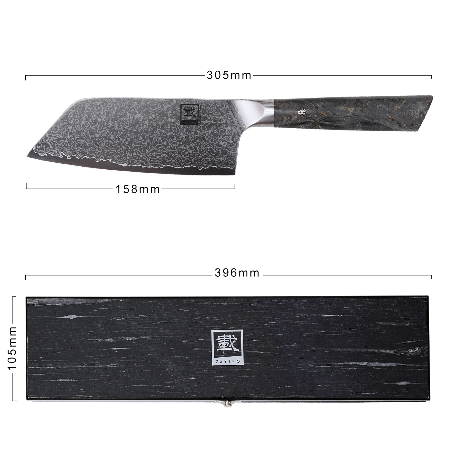 ZAYIKO Damastmesser DAITO PROFI LINE Nakirimesser - Ahornholz - VG-10 Stahlkern