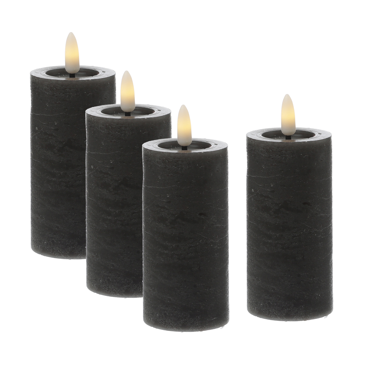 LED Kerzenset LINA - Rustik-Optik - Echtwachs - H: 12,5cm - D: 5cm - Timer - grau - 4er Set LED Kerzenset LINA - Rustik-Optik - Echtwachs - H: 12,5cm - D: 5cm - Timer - grau - 4er Set