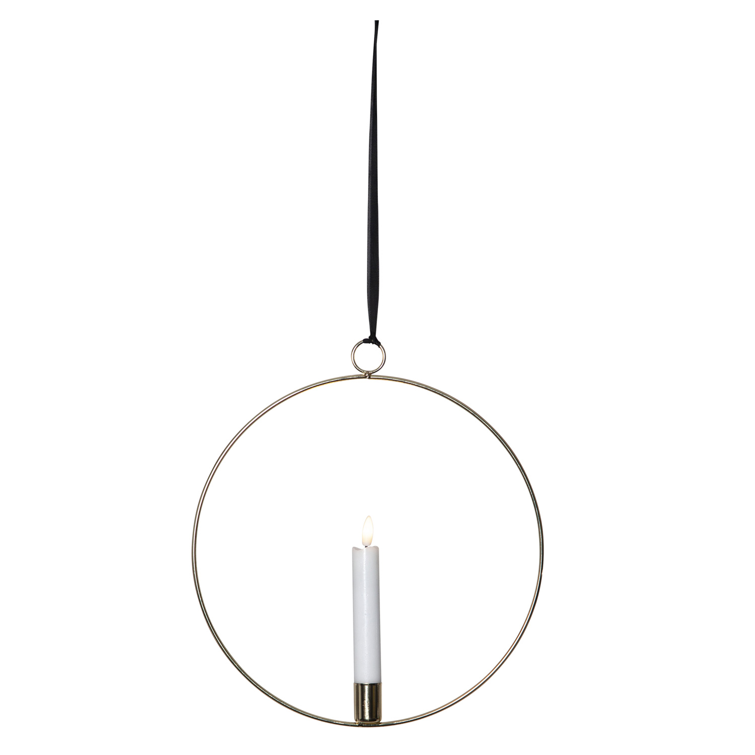 Dekoring mit LED Kerze Flamme - mit Aufhänger - D: 28,5cm - Timer - Batterie - gold Dekoring mit LED Kerze Flamme - mit Aufhänger - D: 28,5cm - Timer - Batterie - gold