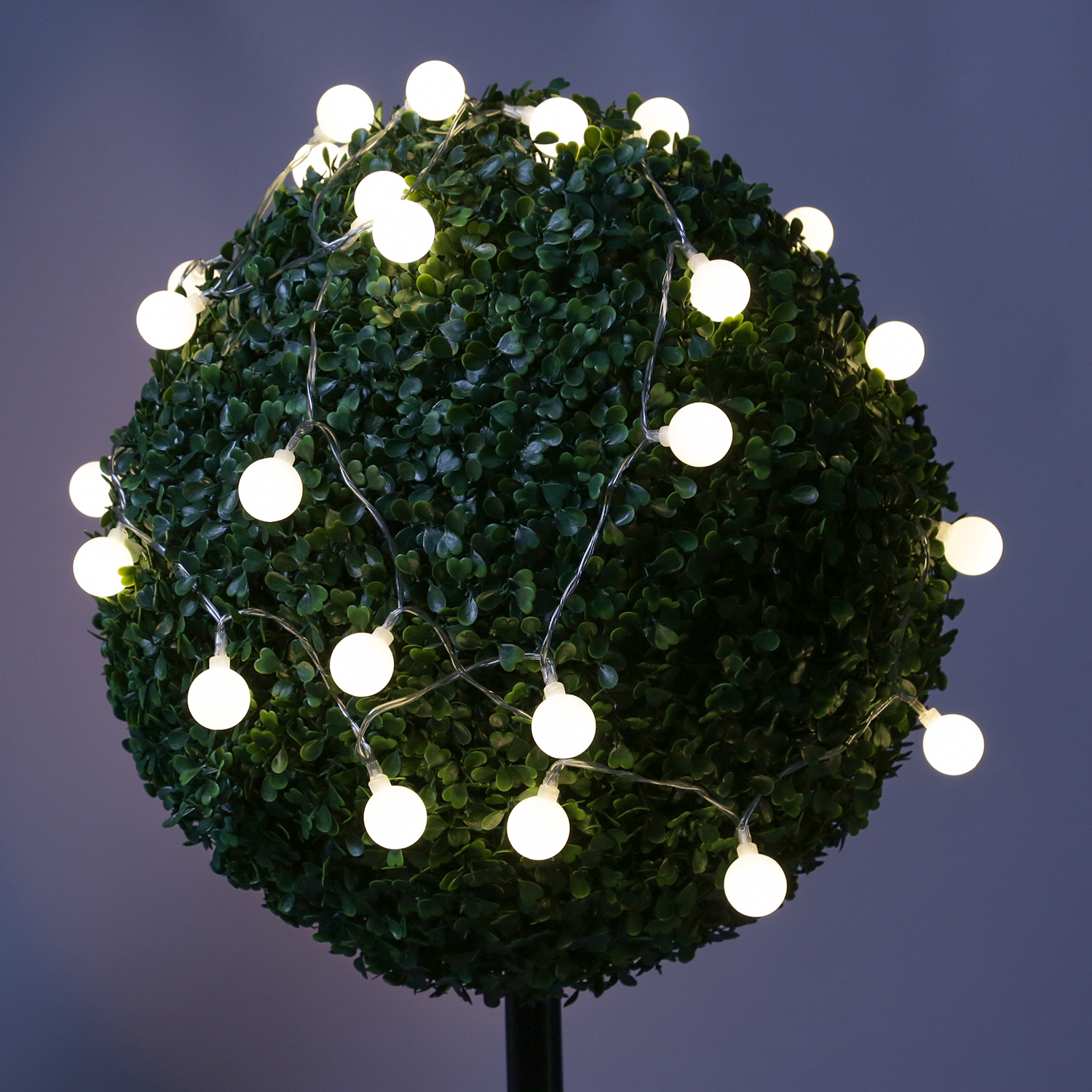 LED Lichterkette BERRY TWINKLE - 30 weiße Kugeln - 8 Funktionen - Timer - L: 2,9m - für Außen