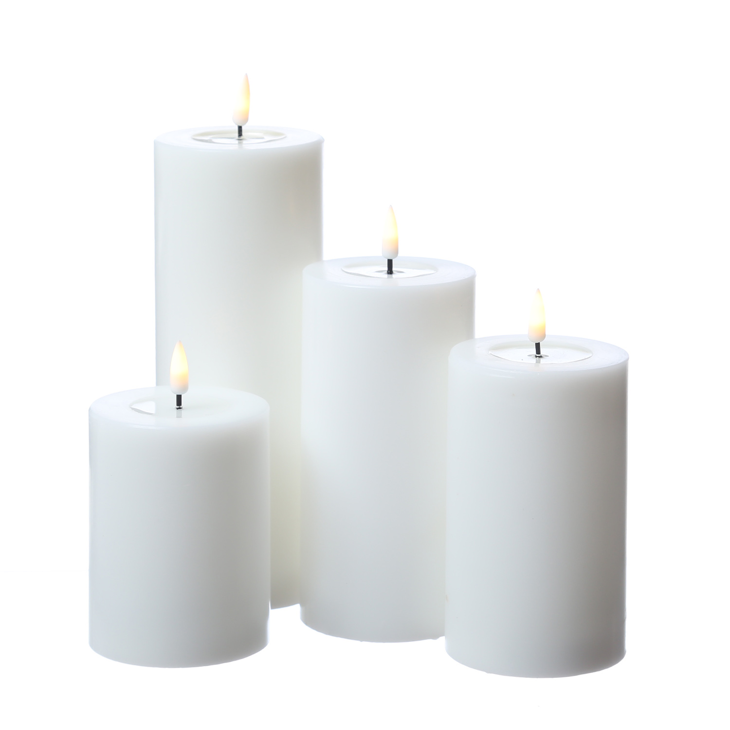 LED Stumpenkerze MIA - Echtwachs - realistische 3D Flamme - H: 15cm - Batteriebetrieb - weiß