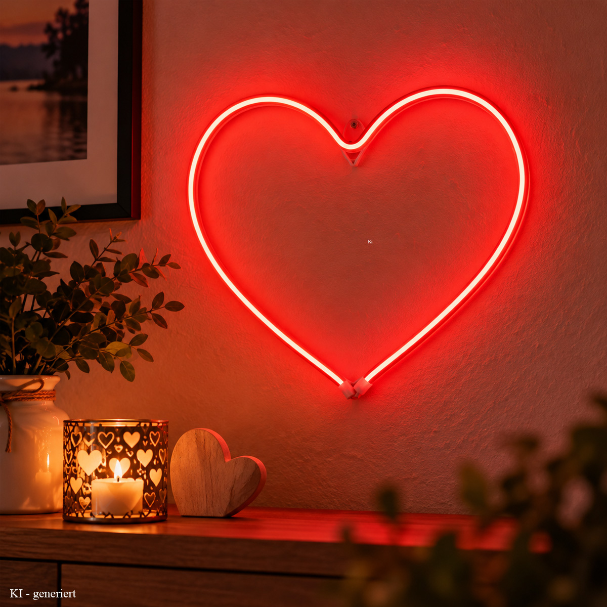 LED Herz - rotes Neon Schild in Herzform - aus Lichtschlauch -H: 27cm - für Innen