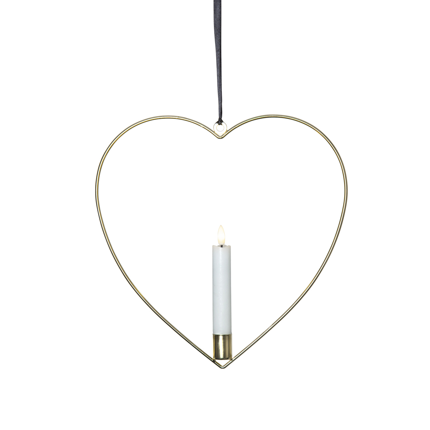 LED Stabkerzenhalter in Herzform inkl. Stabkerze - Metall - hängend - Batterie - Innen - gold LED Stabkerzenhalter in Herzform inkl. Stabkerze - Metall - hängend - Batterie - Innen - gold