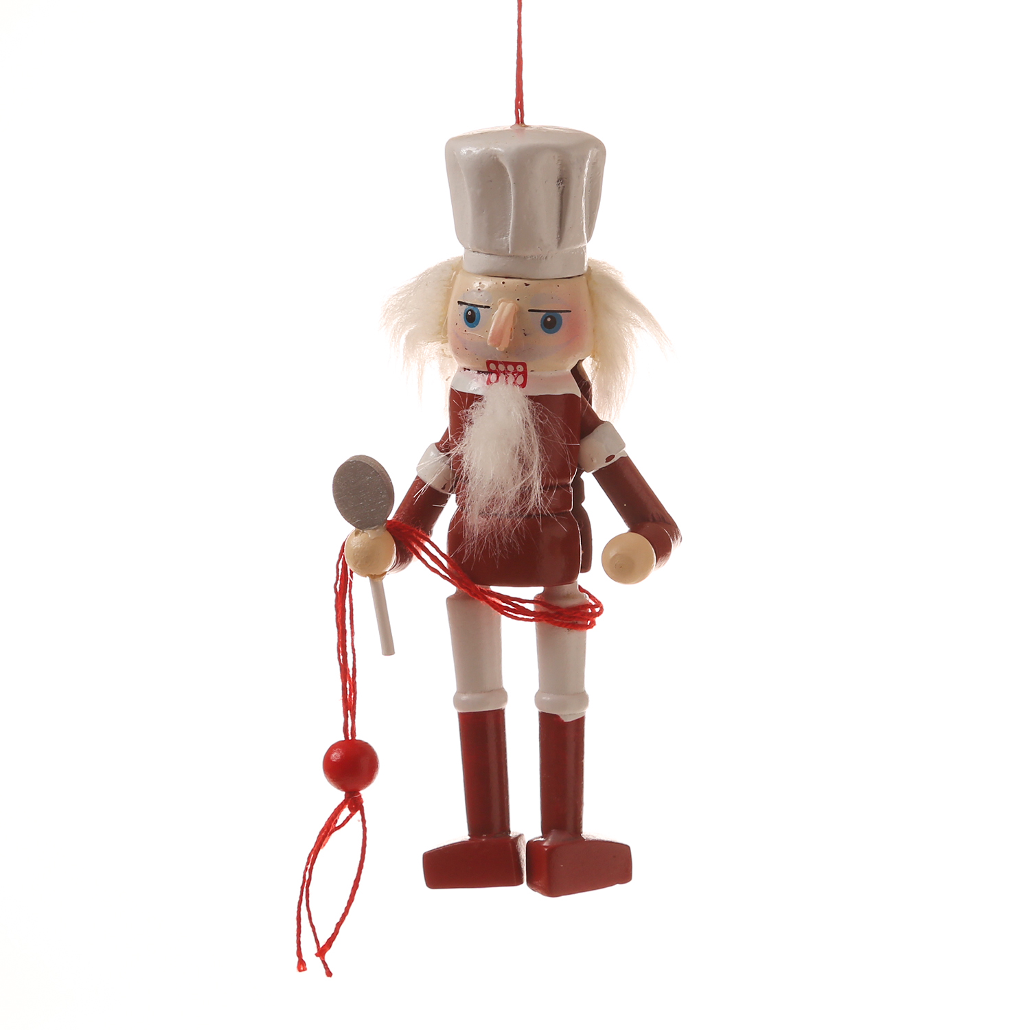 Weihnachtsbaumschmuck NUSSKNACKER - Tannenholz - inkl. Aufhänger - beweglich - H: 12,5cm - weiß Weihnachtsbaumschmuck NUSSKNACKER - Tannenholz - inkl. Aufhänger - beweglich - H: 12,5cm - weiß