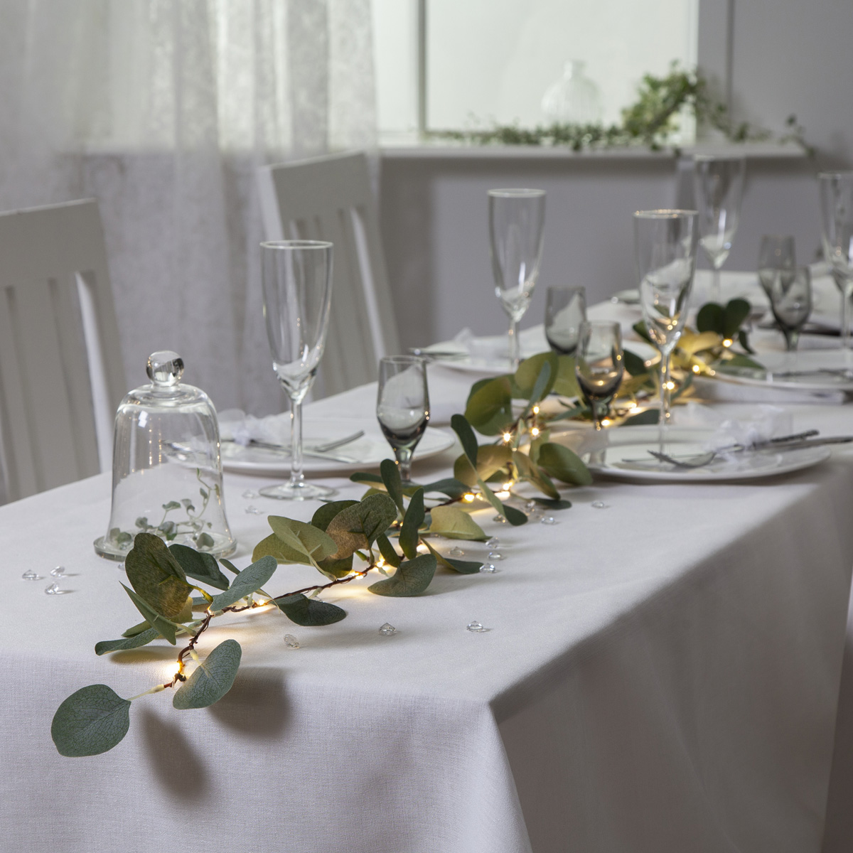 LED Lichterkette Eukalyptus - 20 warmweiße LED - L:180cm - Batteriebetrieb - Timer - grüne Blätter LED Lichterkette Eukalyptus - 20 warmweiße LED - L:180cm - Batteriebetrieb - Timer - grüne Blätter