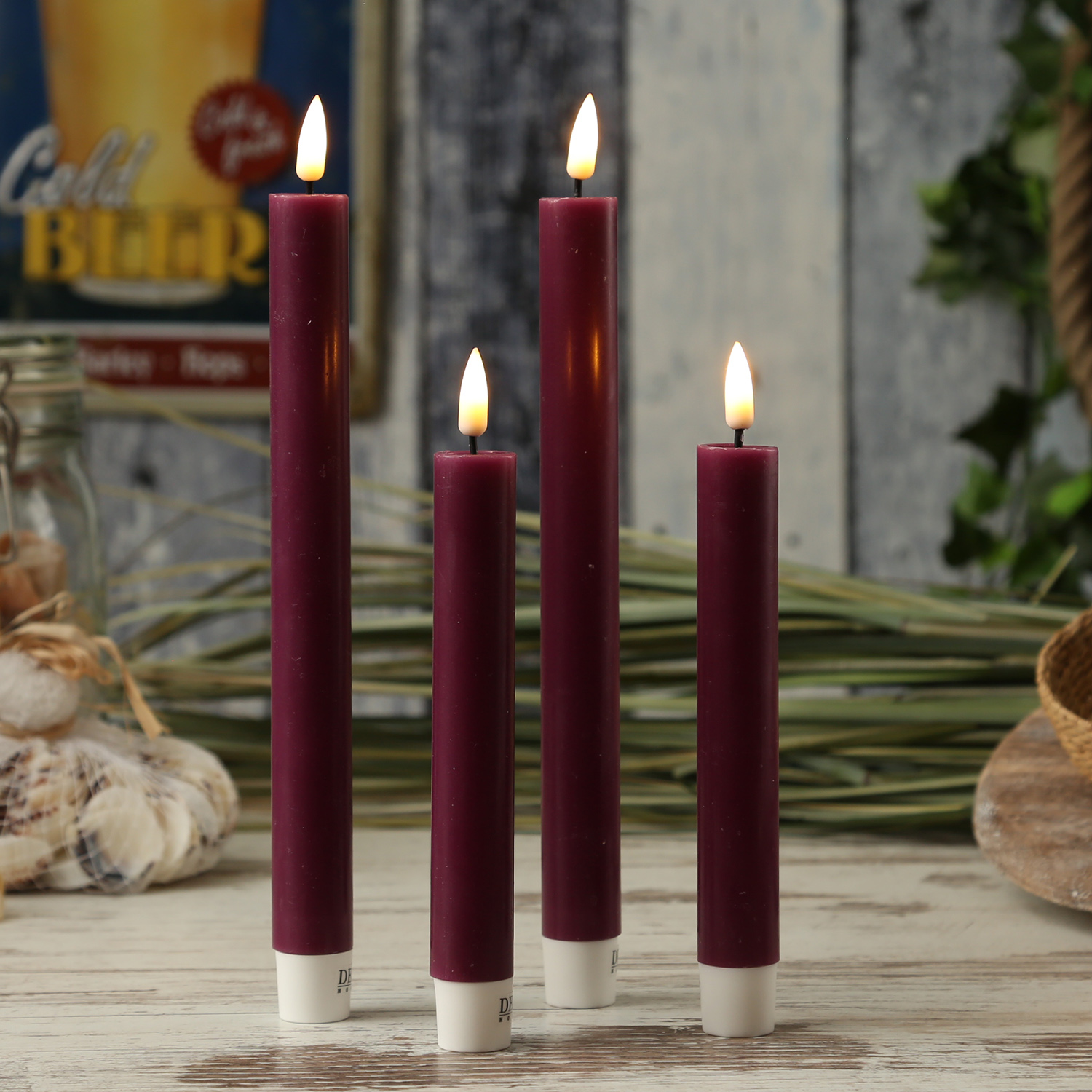 LED Stabkerzen MIA - Echtwachs - realistische 3D Flamme - H: 15cm - beere - 2 Stk LED Stabkerzen MIA - Echtwachs - realistische 3D Flamme - H: 15cm - beere - 2 Stk