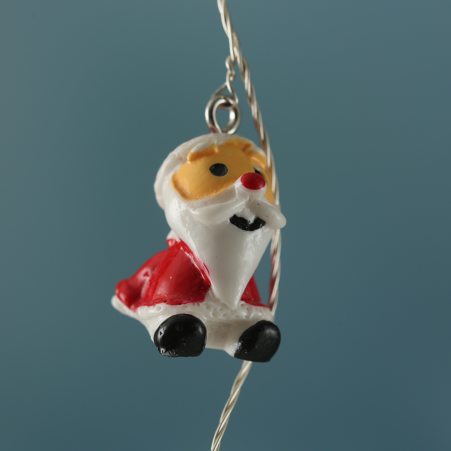 LED Drahtlichterkette NIKOLAUS - 20 warmweiße LED - L: 1,90m - Timer - Batterie - rot, weiß