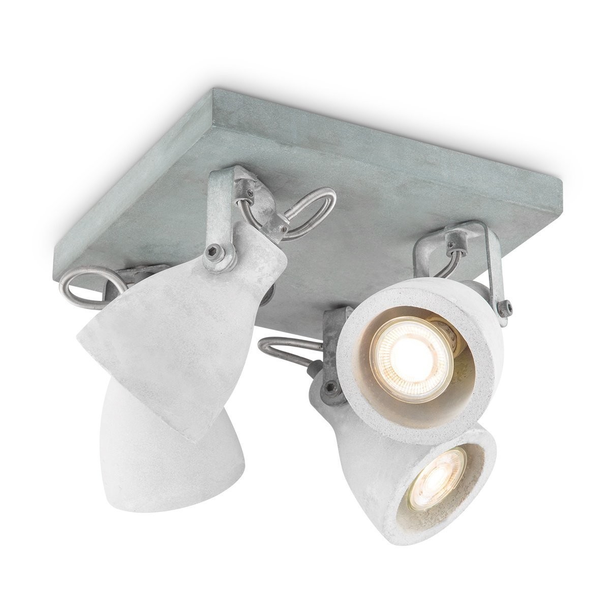 Deckenspots VEDI 4er Quadrat - Betonoptik grau - inkl. 4 x GU10 3000K 345lm 36° - Lichtbalken