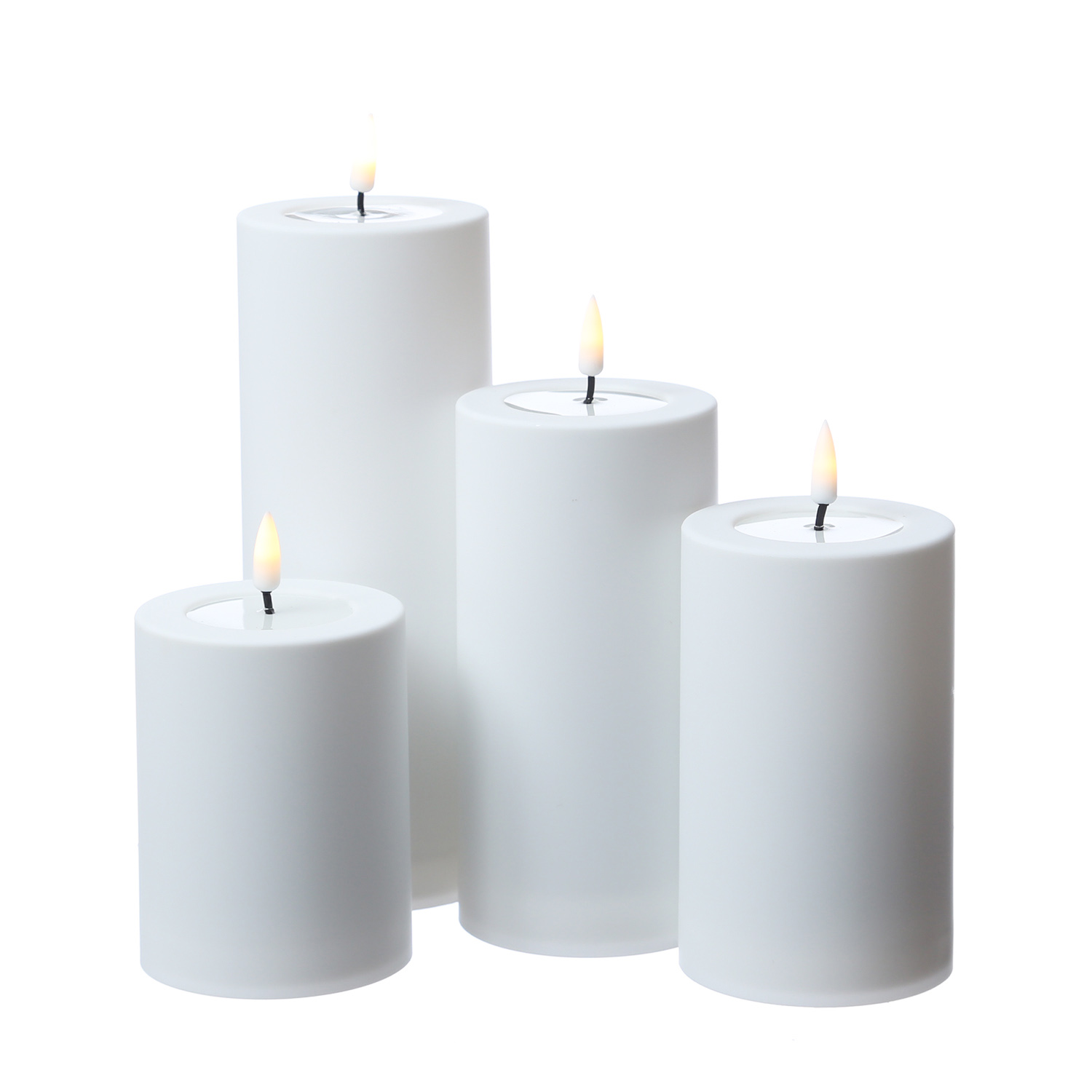 LED Stumpenkerze MIA - Kunststoff - realistische 3D Flamme - H: 10cm - outdoor - weiß LED Stumpenkerze MIA - Kunststoff - realistische 3D Flamme - H: 10cm - outdoor - weiß