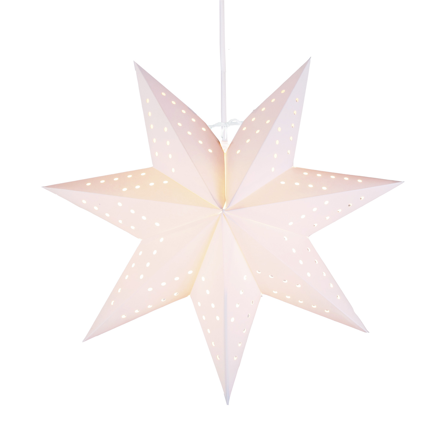 Papierstern Bobo - hängend - 7-zackig - D: 34cm - inkl. E14 Fassung u. Kabel - weiß Papierstern Bobo - hängend - 7-zackig - D: 34cm - inkl. E14 Fassung u. Kabel - weiß