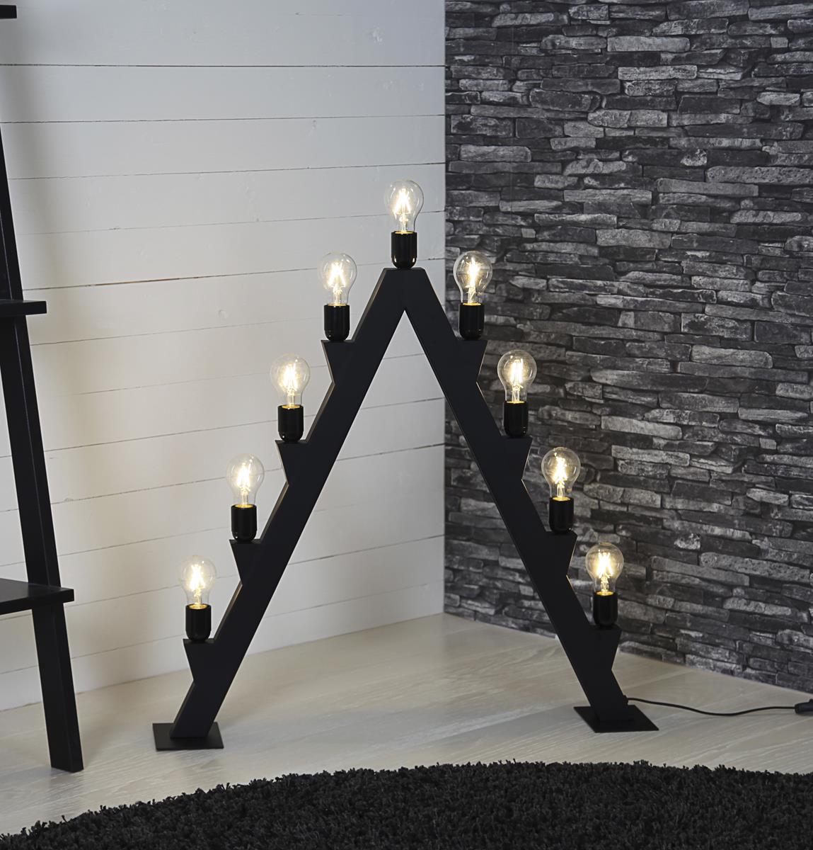 Fensterleuchter "Max" - 9flammig - E27 Fassungen - B: 60cm, H: 77cm - Schalter - schwarz Fensterleuchter "Max" - 9flammig - E27 Fassungen - B: 60cm, H: 77cm - Schalter - schwarz