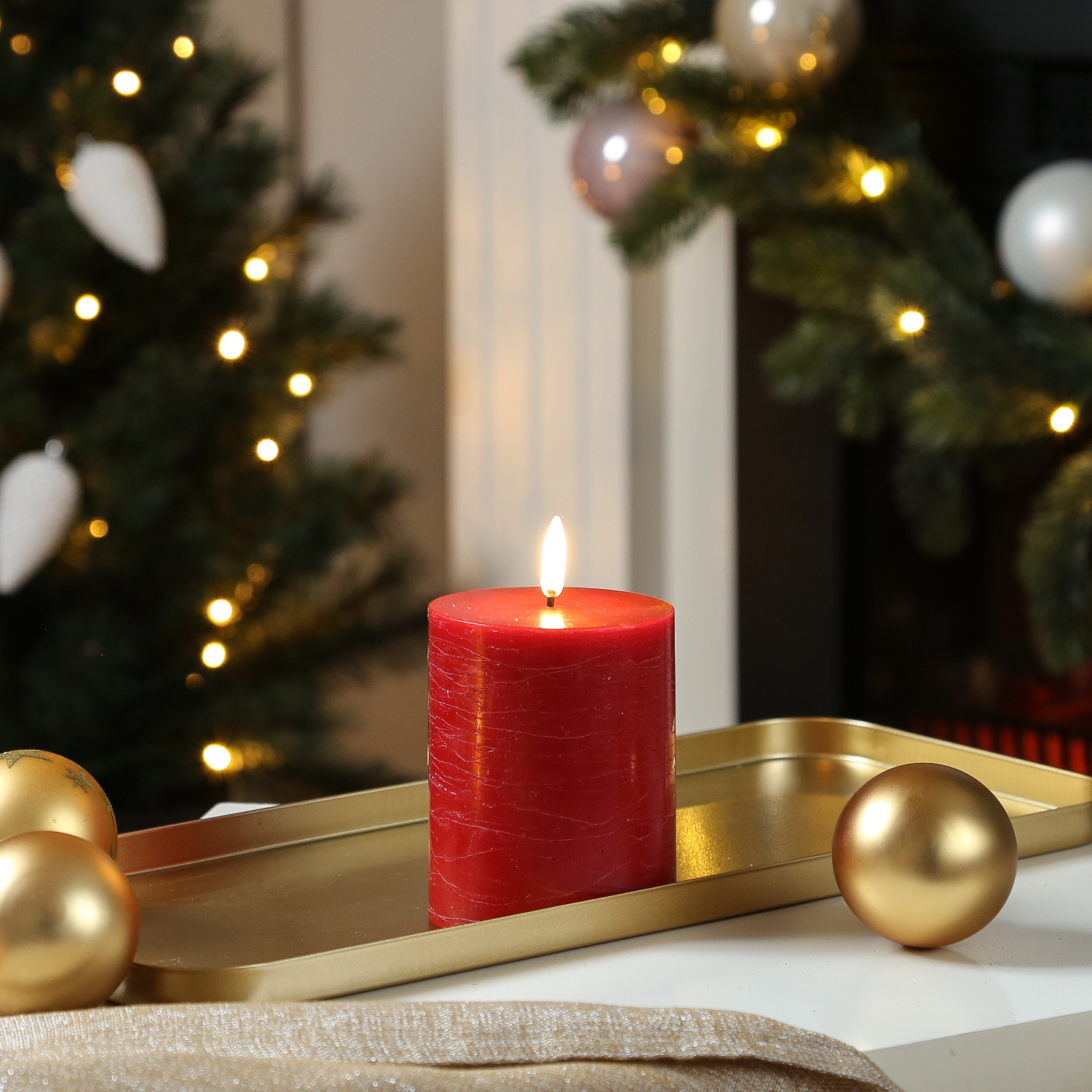 LED Kerze PIA - Rustik-Optik - Echtwachs - H: 10cm - D: 7,8cm - Timer - bis zu 1000 Std. - rot LED Kerze PIA - Rustik-Optik - Echtwachs - H: 10cm - D: 7,8cm - Timer - bis zu 1000 Std. - rot