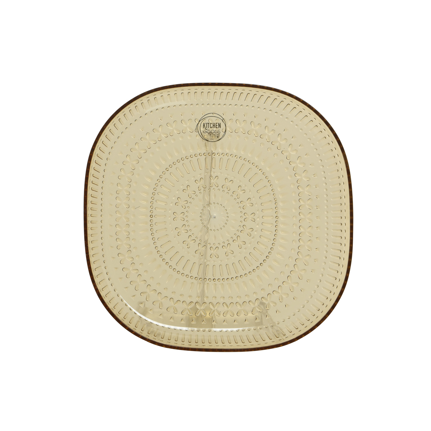 Teller flach - Dessertteller - lebensmittelecht - Kunststoff - D: 20,4cm - mit Muster - gelb