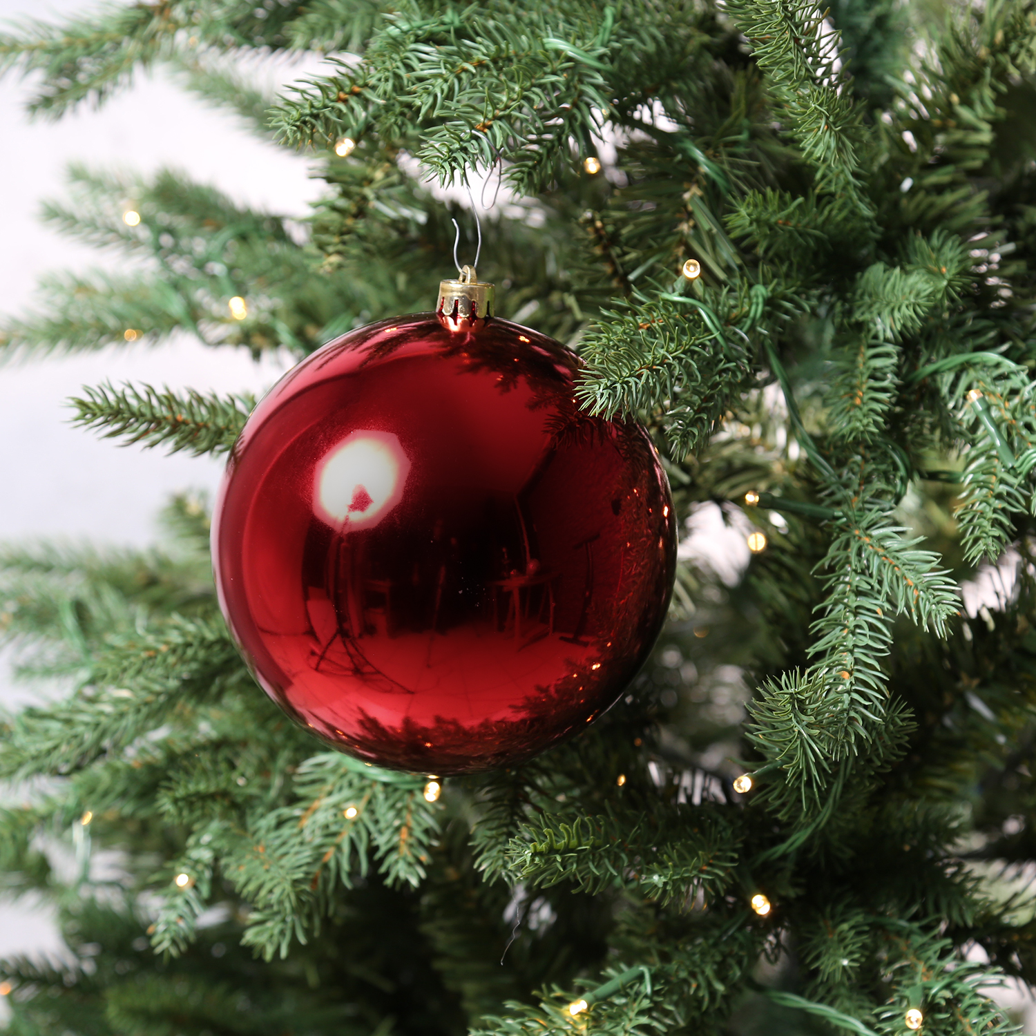 Christbaumkugel - Weihnachtskugel - bruchfest - D: 14cm - glänzend - rot