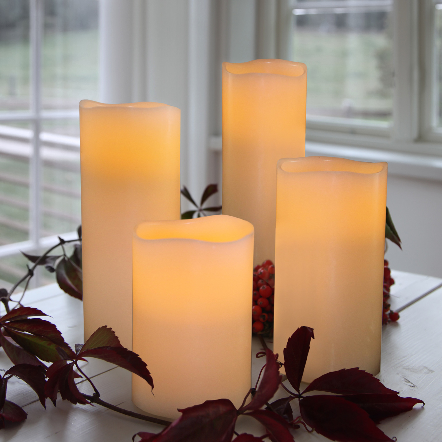 LED Kerze Big - Echtwachs - flackernde gelbe LED - Timer - Batteriebetrieb - H: 15cm D: 10cm - creme LED Kerze Big - Echtwachs - flackernde gelbe LED - Timer - Batteriebetrieb - H: 15cm D: 10cm - creme