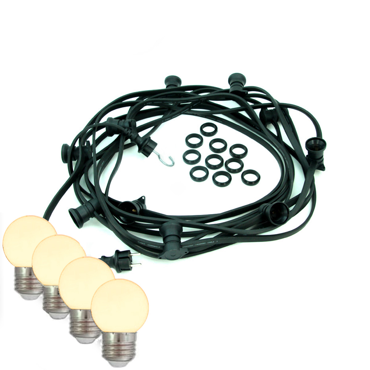 Illu-/Partylichterkette BLACKY 5m - Außenlichterkette schwarz - 5xE27 warmweiße Kugellampen Illu-/Partylichterkette BLACKY 5m - Außenlichterkette schwarz - 5xE27 warmweiße Kugellampen