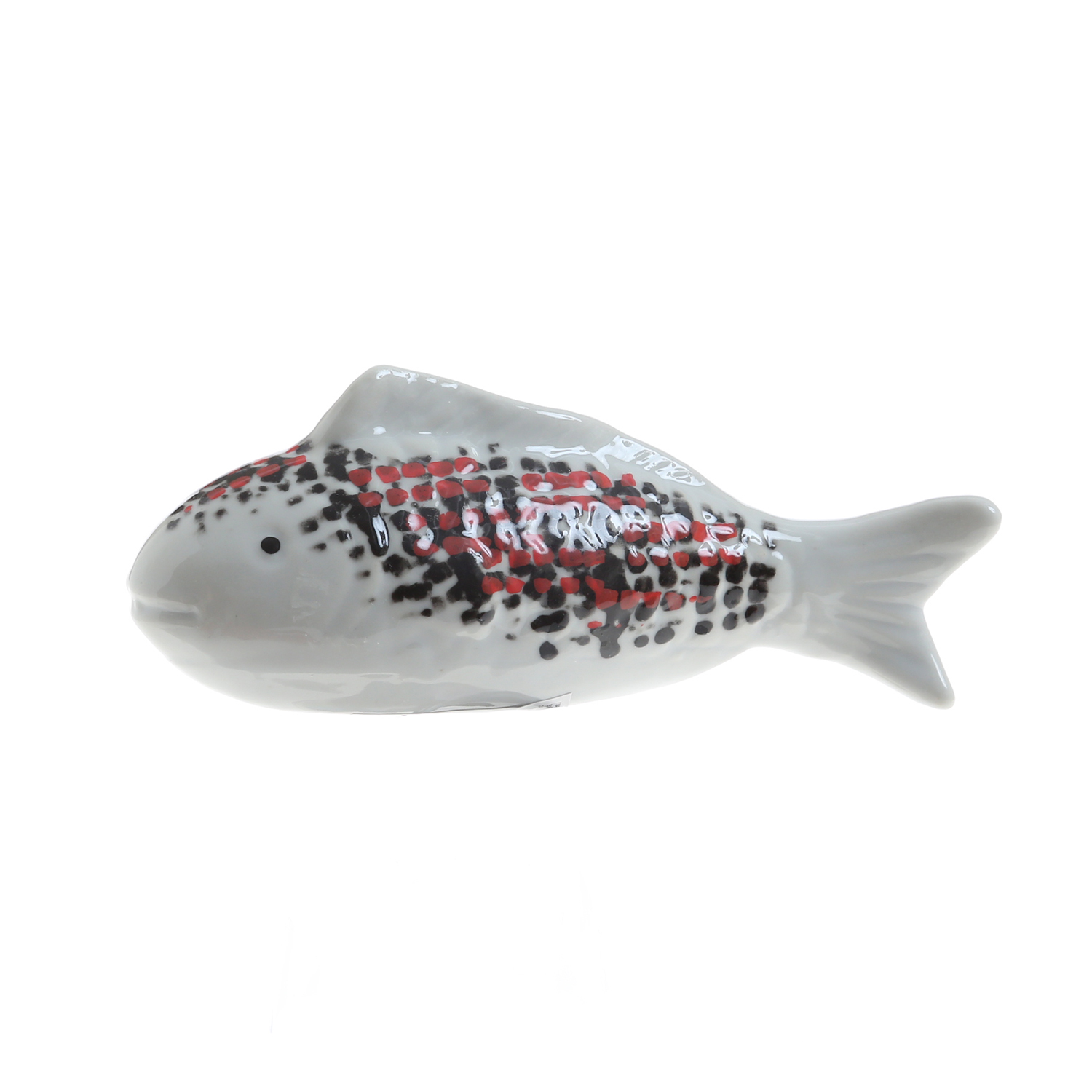 Teichdeko Fisch ZEUS - Dekofigur - Porzellan - schwimmend - L: 15,5cm - weiß, schwarz, rot Teichdeko Fisch ZEUS - Dekofigur - Porzellan - schwimmend - L: 15,5cm - weiß, schwarz, rot