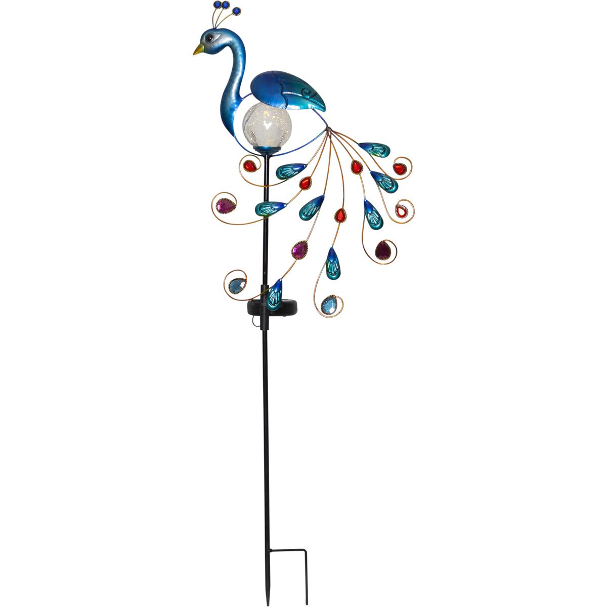LED Solarstab "Pfau"- blau - warmweiße LED in Glaskugel - H: 80cm - Dämmerungssensor LED Solarstab "Pfau"- blau - warmweiße LED in Glaskugel - H: 80cm - Dämmerungssensor