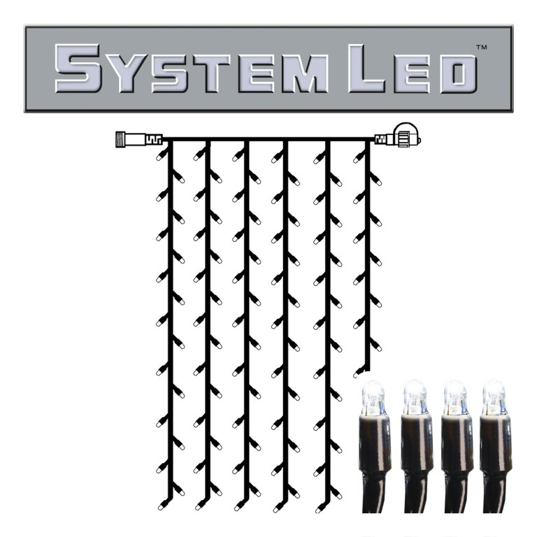 System LED Black | Lichtvorhang | koppelbar | exkl. Trafo | 1.00m x 2.00m | 102x Kaltweiß