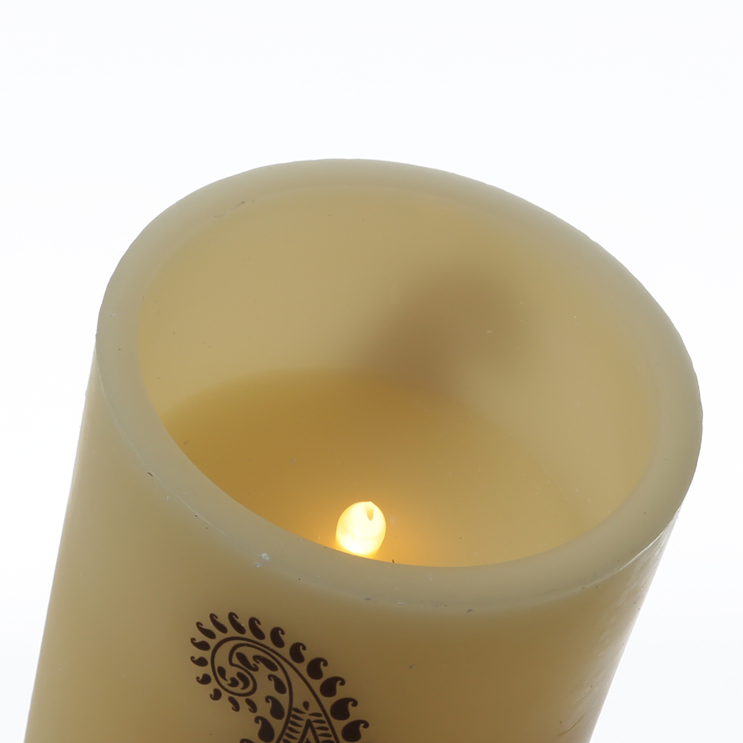 XXL LED Kerze Ornament - Echtwachs - flackernde LED - Timer - H: 20m - D: 12cm - creme