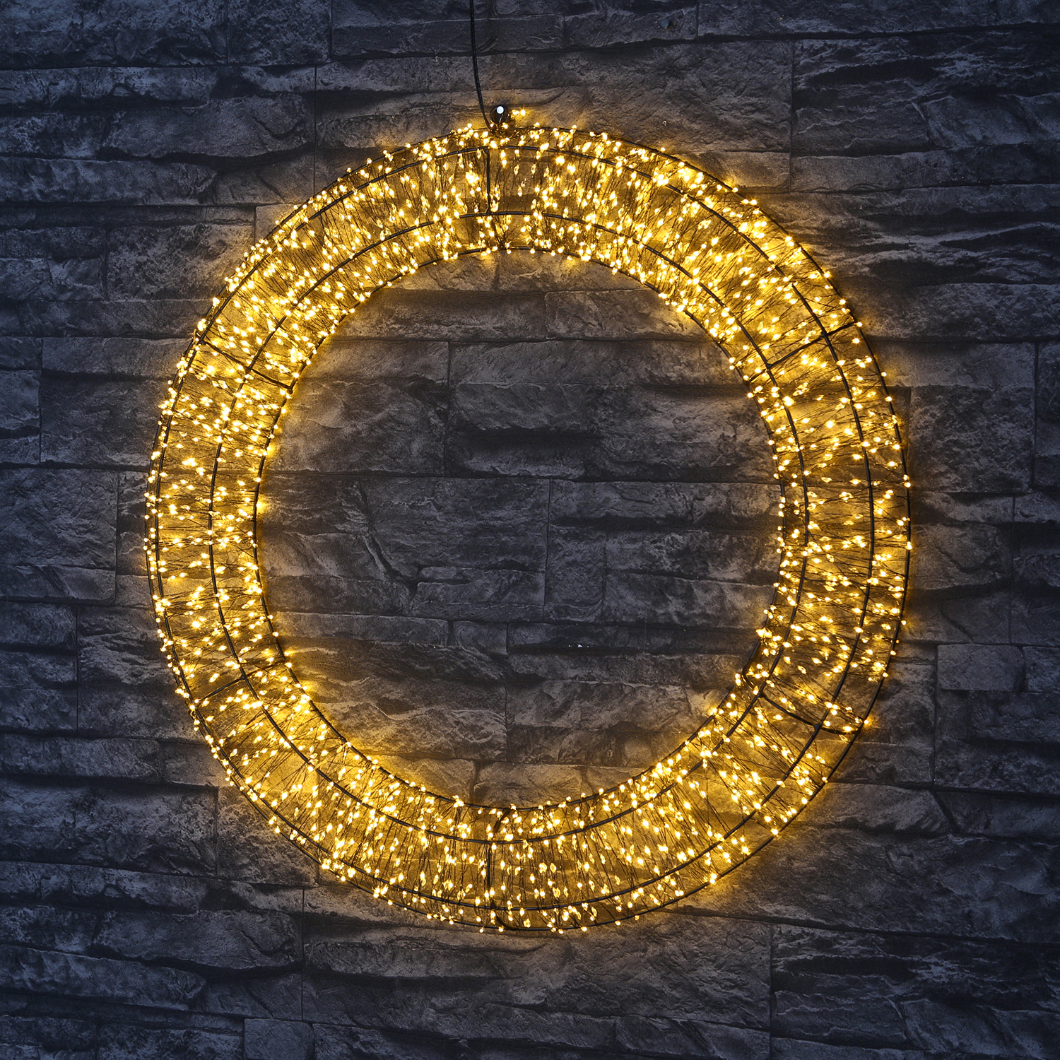 XXL LED Kranz abgeflacht - Lichterkranz mit 2200 bernstein LED - D:60cm - 8Modi/Timer - Innen/Außen XXL LED Kranz abgeflacht - Lichterkranz mit 2200 bernstein LED - D:60cm - 8Modi/Timer - Innen/Außen